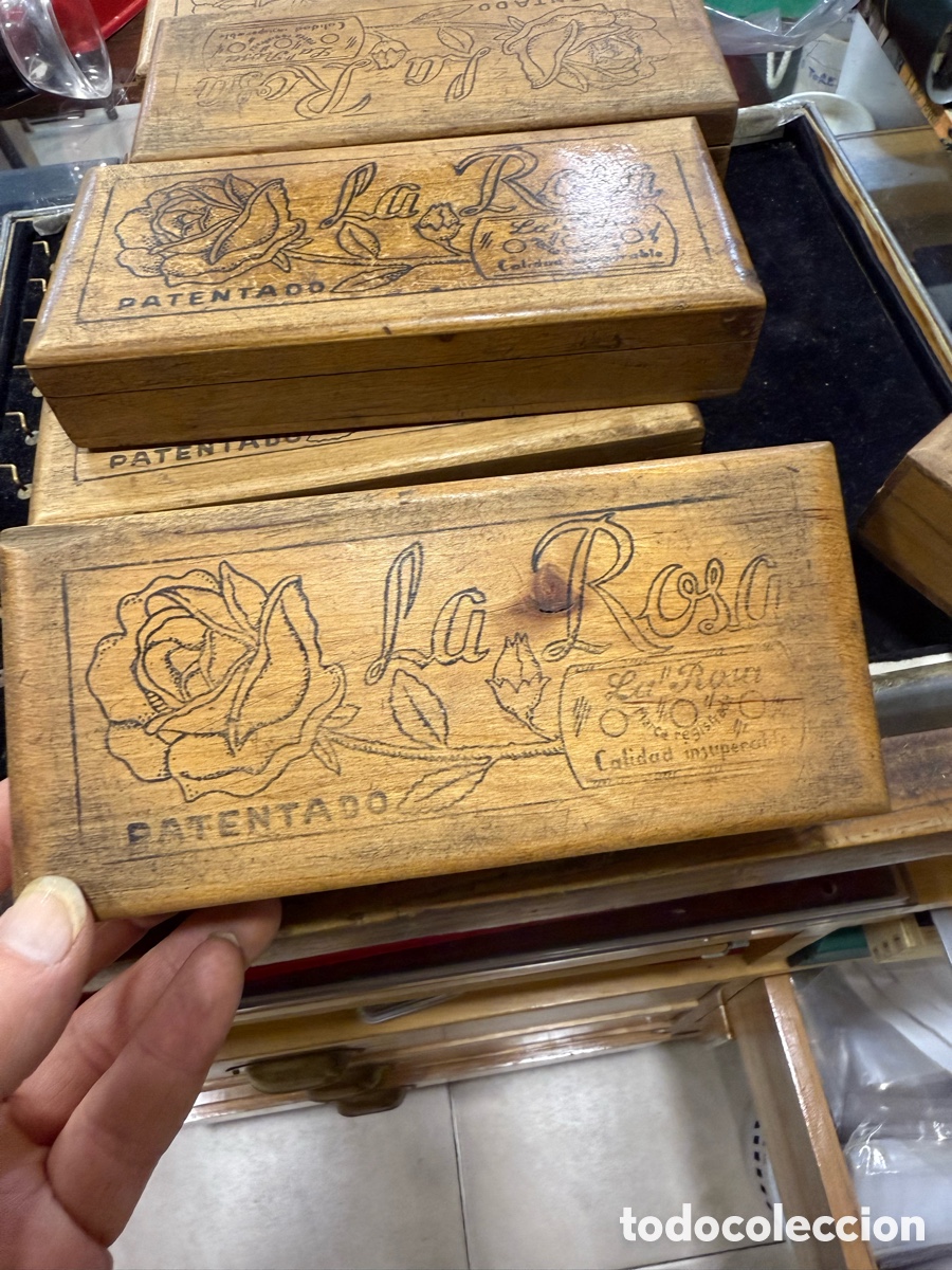 Antig&uuml;edades: Lote de cajas de madera de cuchillas de afeitar marca la rosa - Foto 3