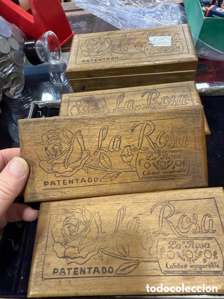 Antig&uuml;edades: Lote de cajas de madera de cuchillas de afeitar marca la rosa - Foto 8
