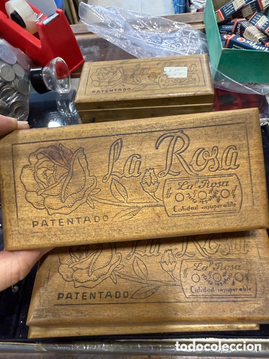 Antig&uuml;edades: Lote de cajas de madera de cuchillas de afeitar marca la rosa - Foto 9