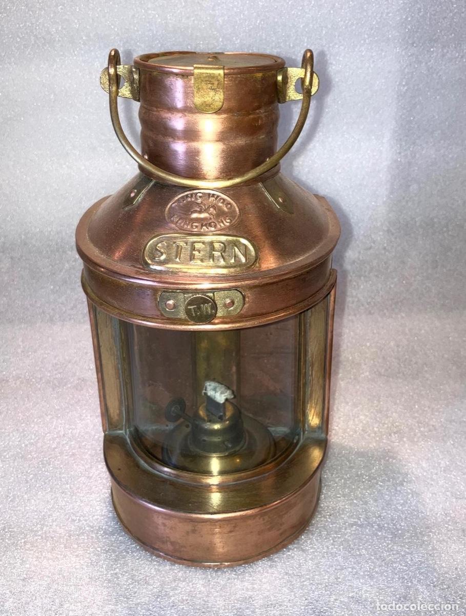 Antig&uuml;edades: Farol n&aacute;utico de cobre y lat&oacute;n - Foto 1