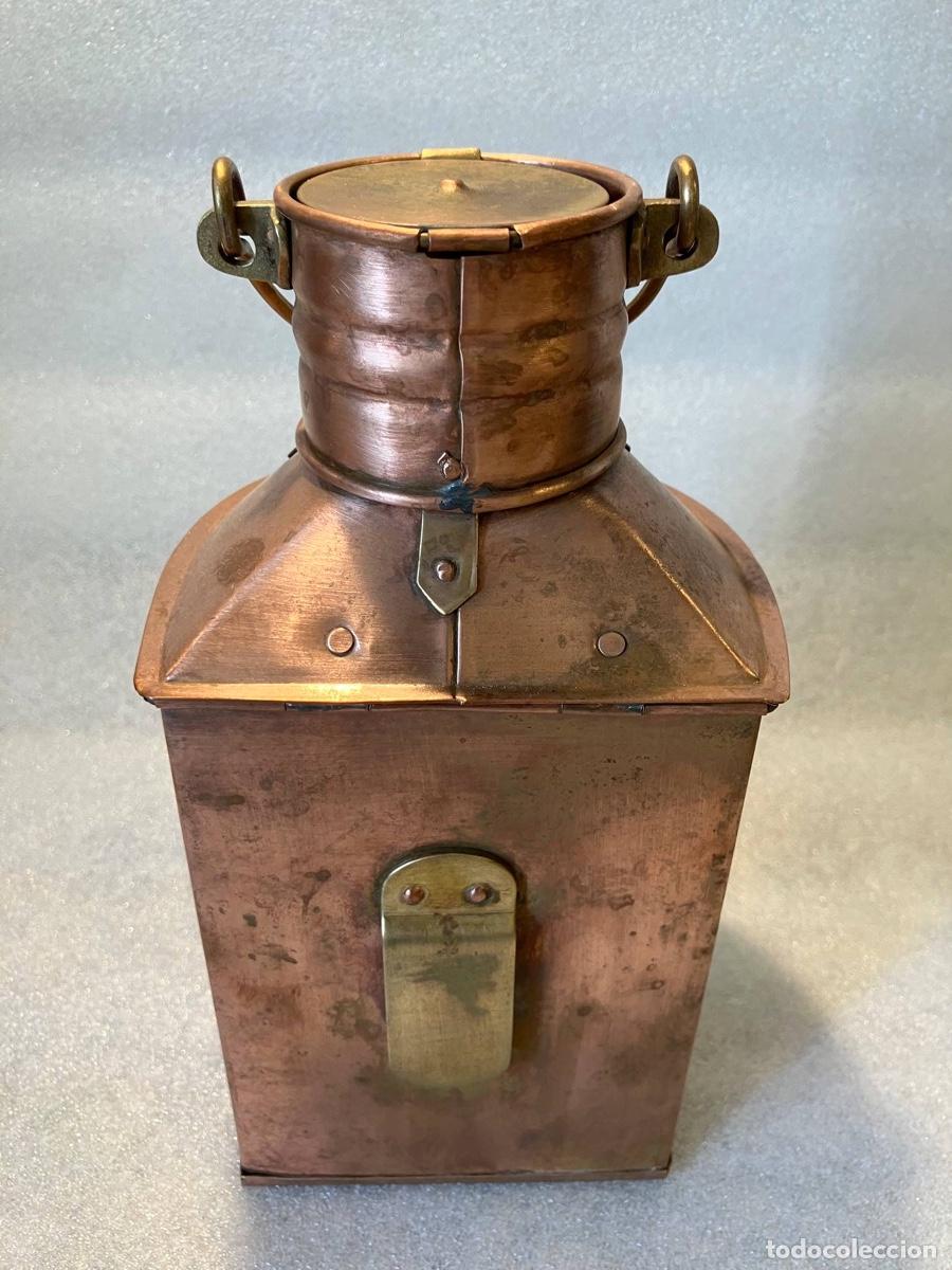 Antig&uuml;edades: Farol n&aacute;utico de cobre y lat&oacute;n - Foto 3