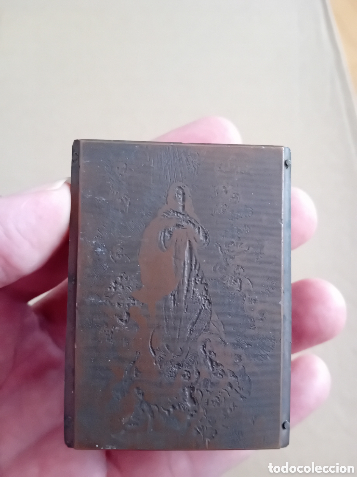 Antig&uuml;edades: PLANCHA BRONCE CLICH&Eacute; IMPRENTA VIRGEN SIN IDENTIFICAR - Foto 2