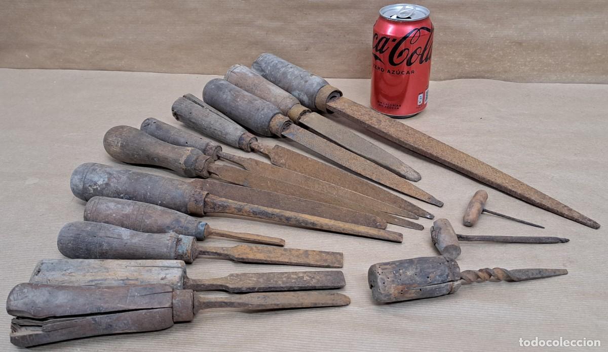 Antig&uuml;edades: Lote de 15 antiguas herramientas de carpinter&iacute;a - Foto 7