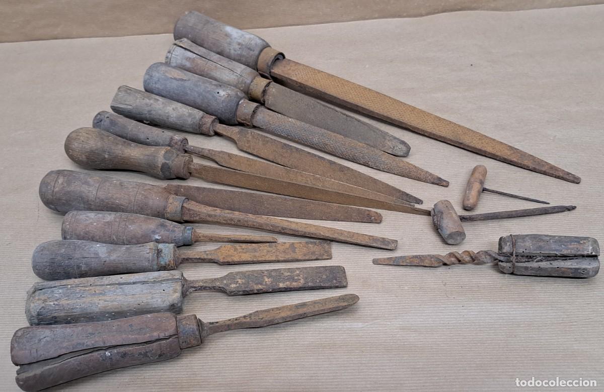 Antig&uuml;edades: Lote de 15 antiguas herramientas de carpinter&iacute;a - Foto 8