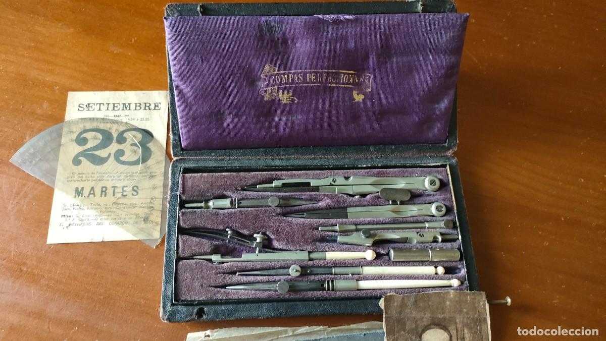 Antig&uuml;edades: ANTIGUO ESTUCHE COMPAS PERFECTIONNES CAJA DE COMPASES - Foto 5