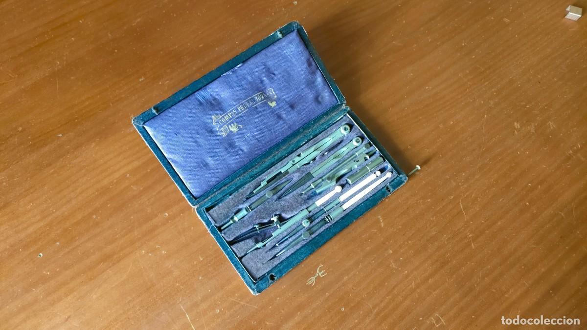 Antig&uuml;edades: ANTIGUO ESTUCHE COMPAS PERFECTIONNES CAJA DE COMPASES - Foto 12