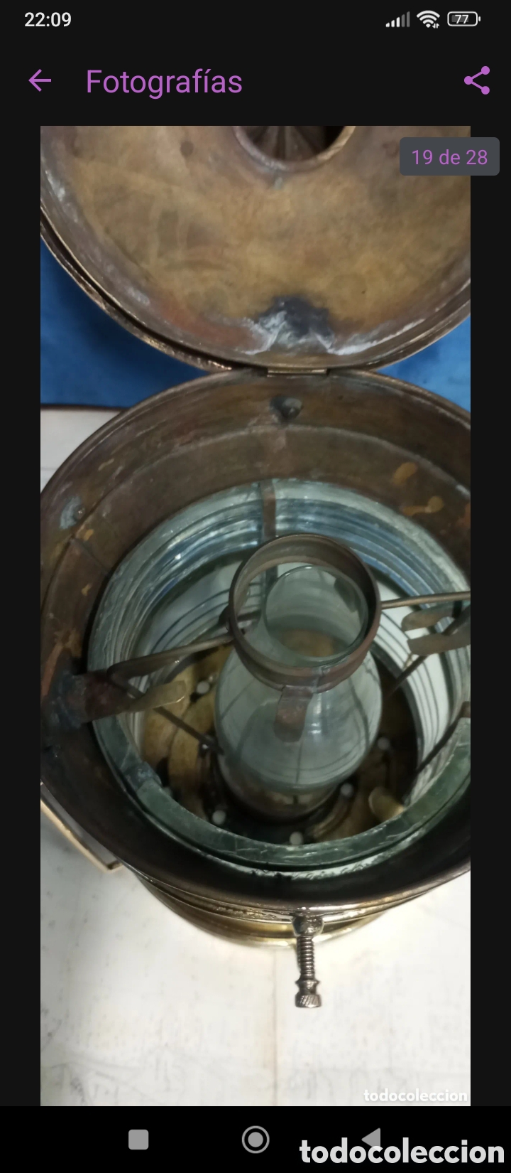 Antig&uuml;edades: Farol antiguo original de barco lo - Foto 6
