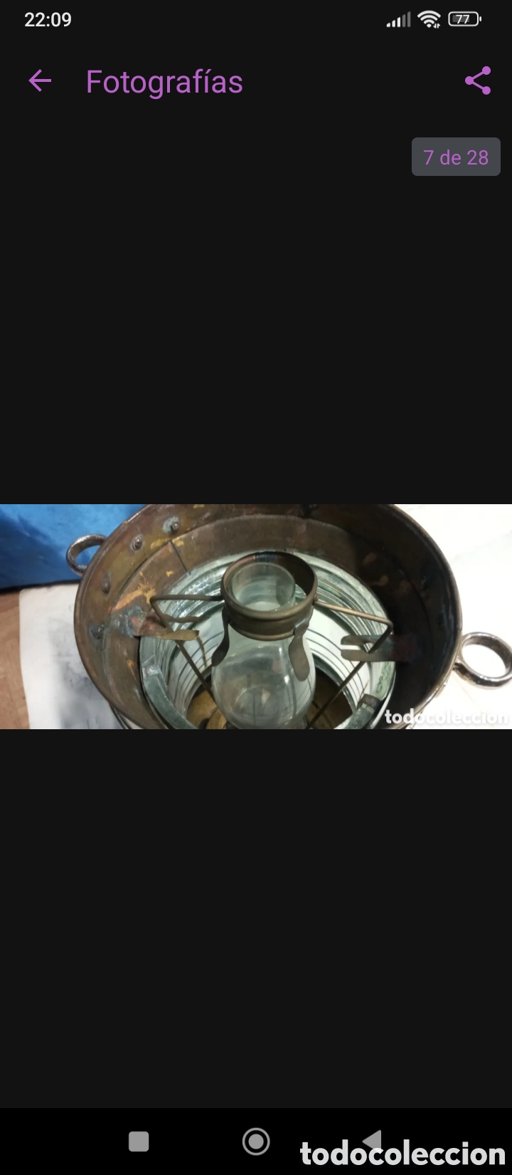 Antig&uuml;edades: Farol antiguo original de barco lo - Foto 7