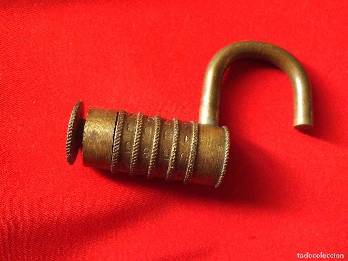 Antig&uuml;edades: ANTIGUO CANDADO DE BRONCE DE COMBINACION FUNCIONA ANTIQUE COMBINATION LOCK - Foto 3