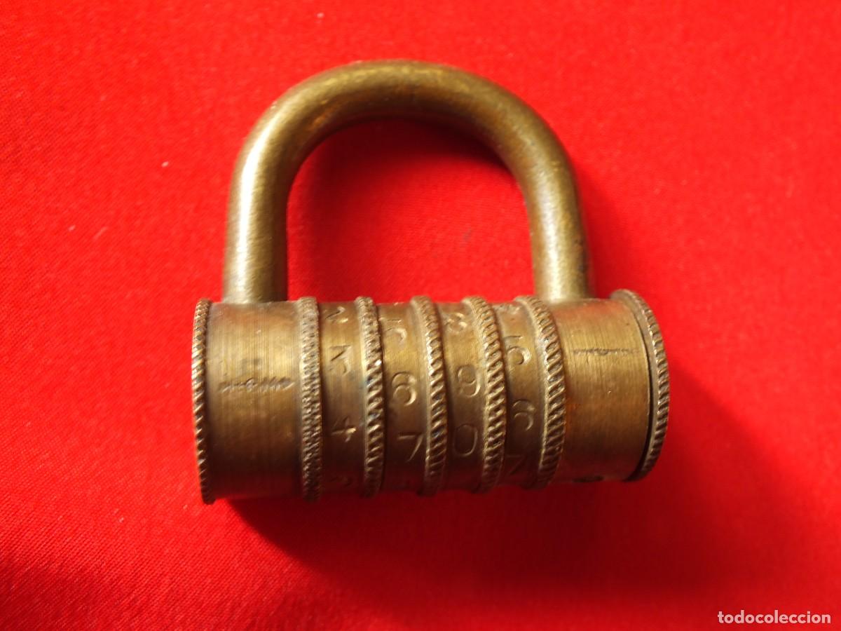 Antig&uuml;edades: ANTIGUO CANDADO DE BRONCE DE COMBINACION FUNCIONA ANTIQUE COMBINATION LOCK - Foto 2