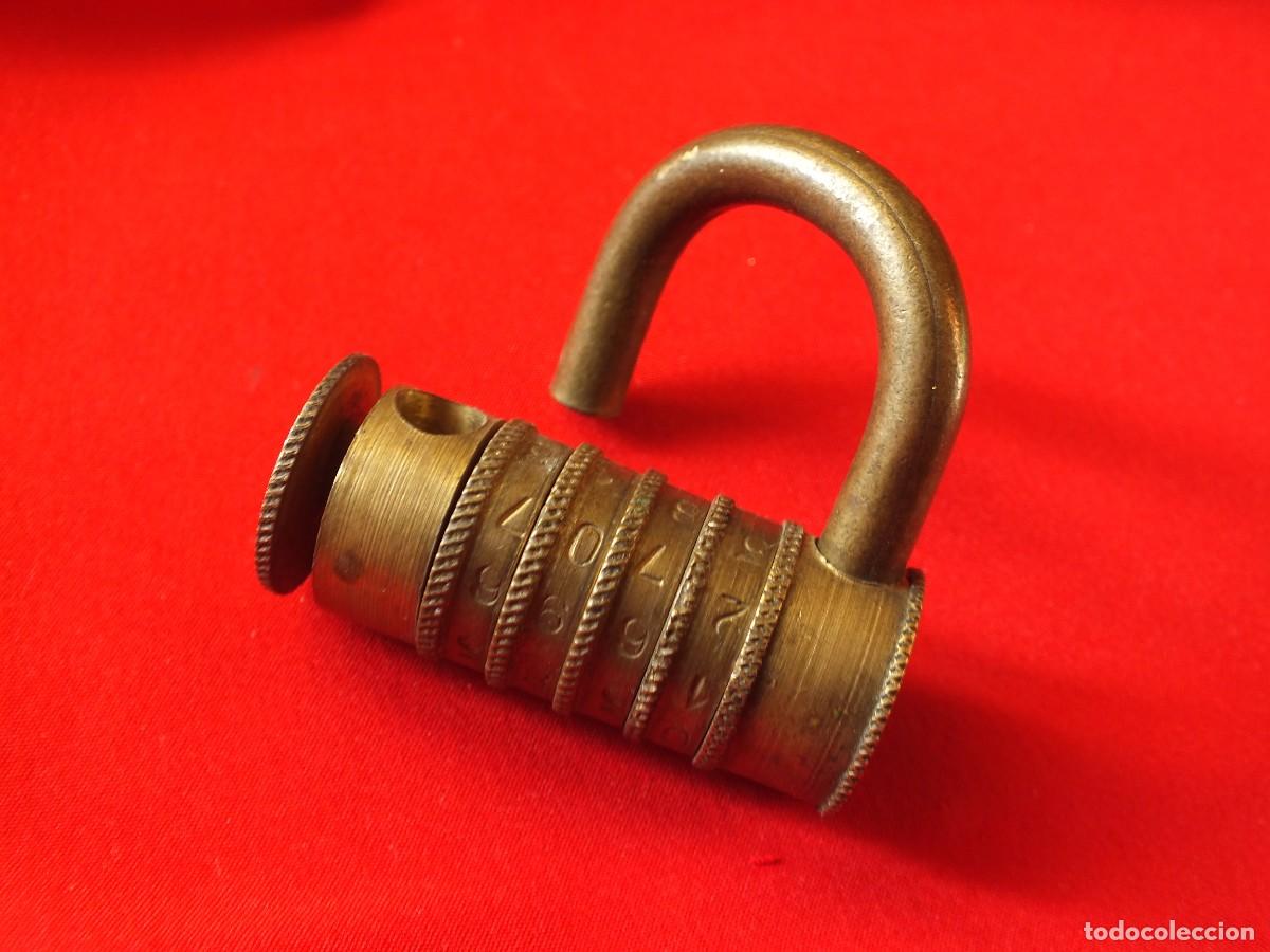 Antig&uuml;edades: ANTIGUO CANDADO DE BRONCE DE COMBINACION FUNCIONA ANTIQUE COMBINATION LOCK - Foto 9