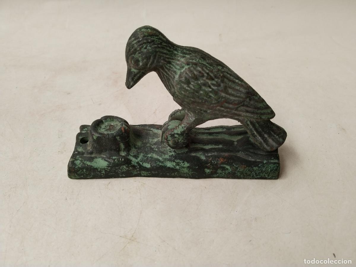 Antig&uuml;edades: aldaba pajaro carpintero en bronce - c173 - Foto 5