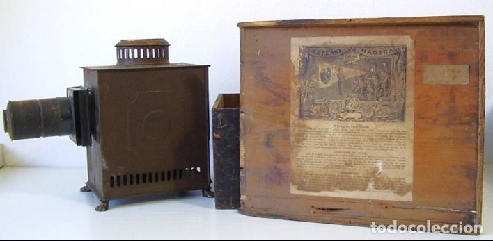 Antig&uuml;edades: Linterna m&aacute;gica Ernst Plank en su caja original - Foto 1