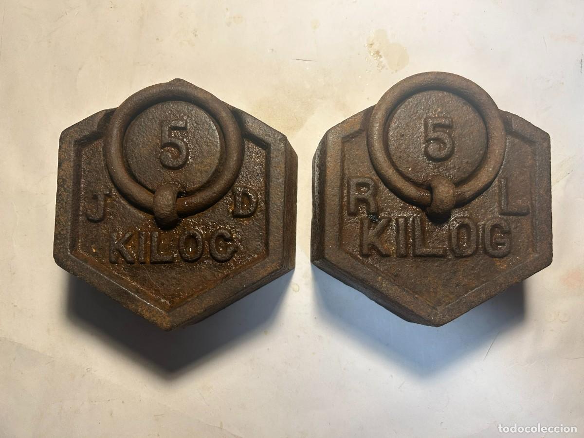 Antig&uuml;edades: Pesa de hierro exagonal de 5 kilos lote 2 - Foto 1
