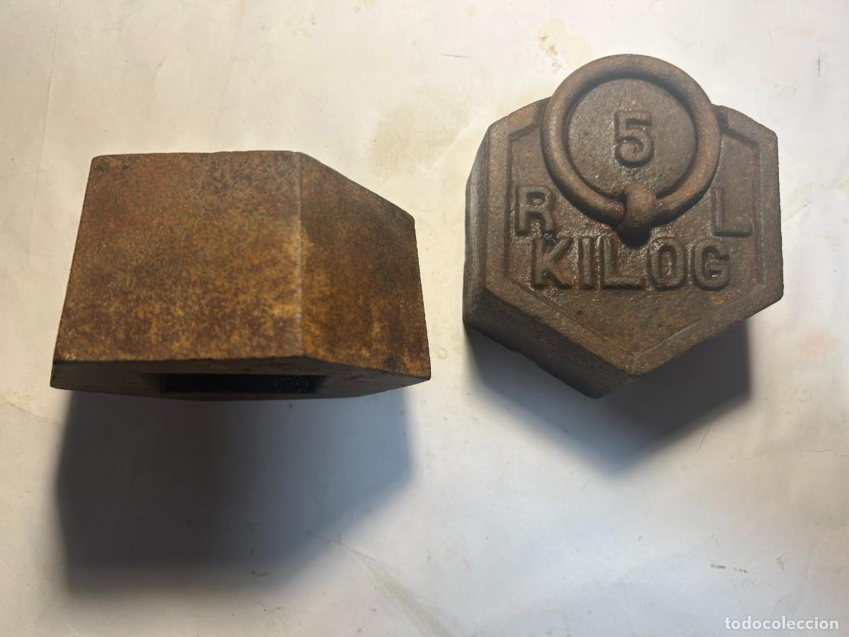 Antig&uuml;edades: Pesa de hierro exagonal de 5 kilos lote 2 - Foto 2