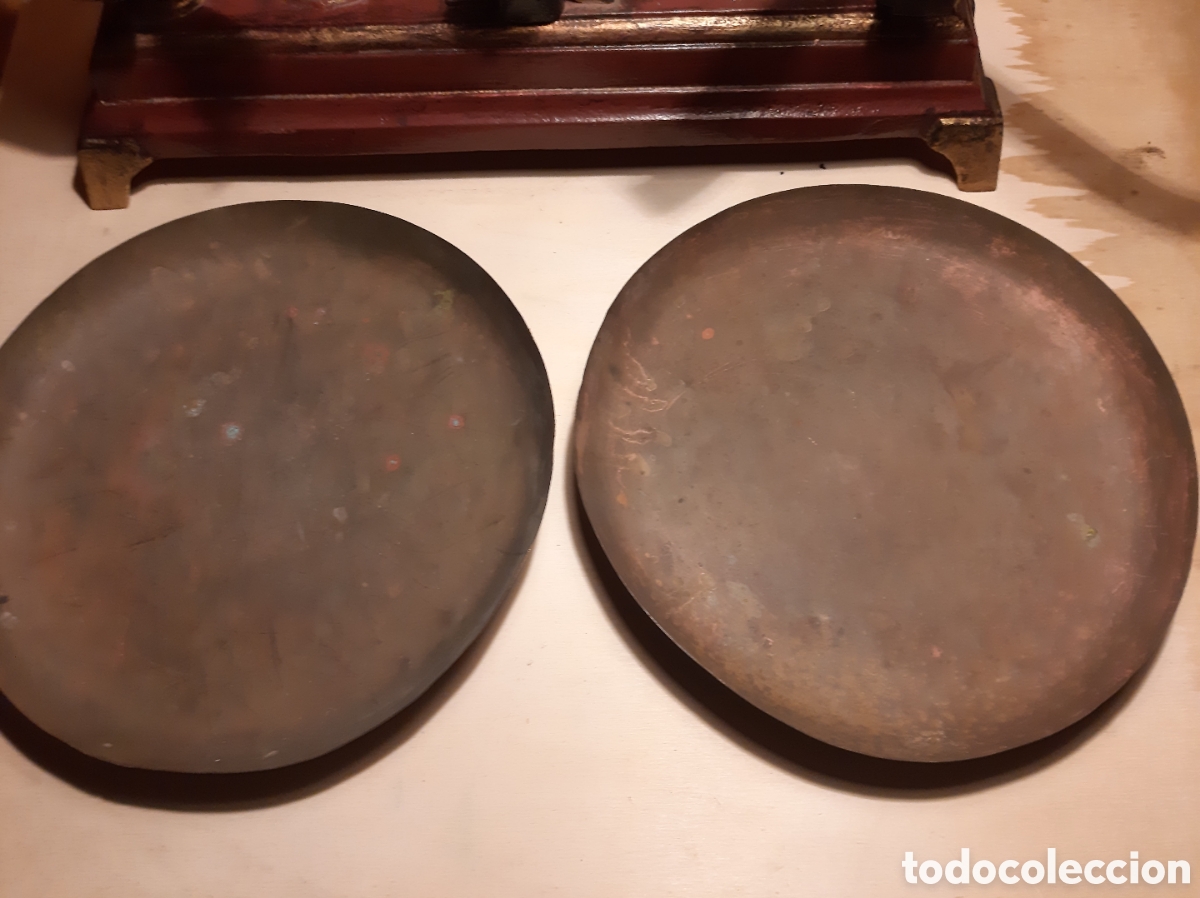 Antig&uuml;edades: Balanza de 5 kg con platos de lat&oacute;n. - Foto 7
