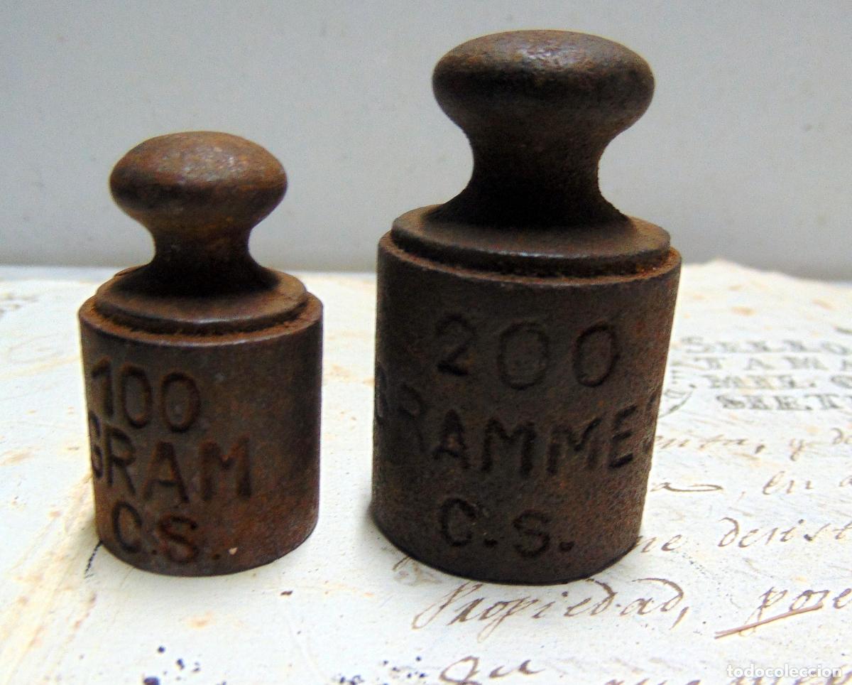Antig&uuml;edades: LOTE DE PESAS 100 Y 200 GRAMOS HIERRO - Foto 4