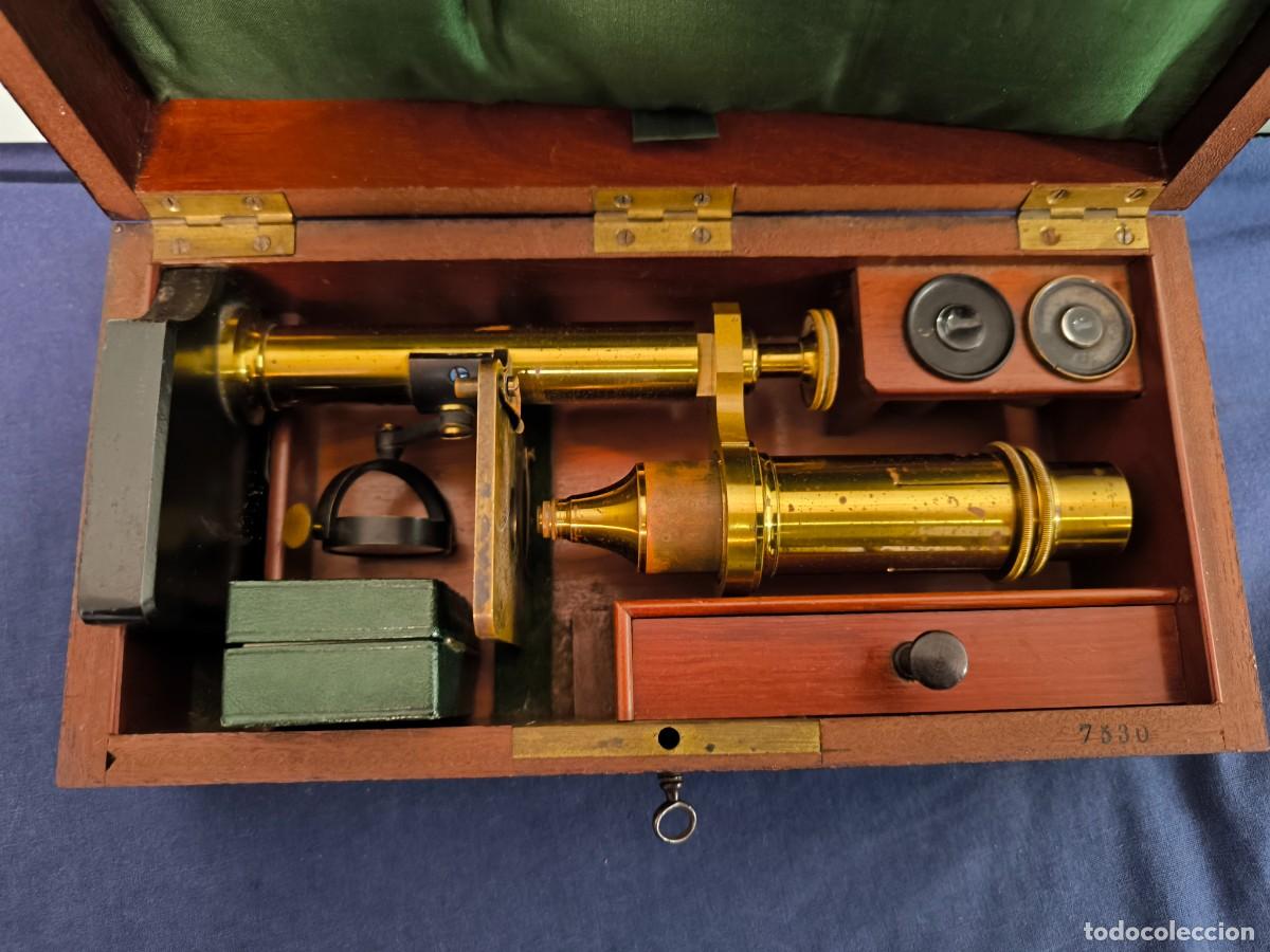 Antig&uuml;edades: MICROSCOPIO MONOCULAR ANTIGUO EN SU CAJA ORIGINAL - Foto 3