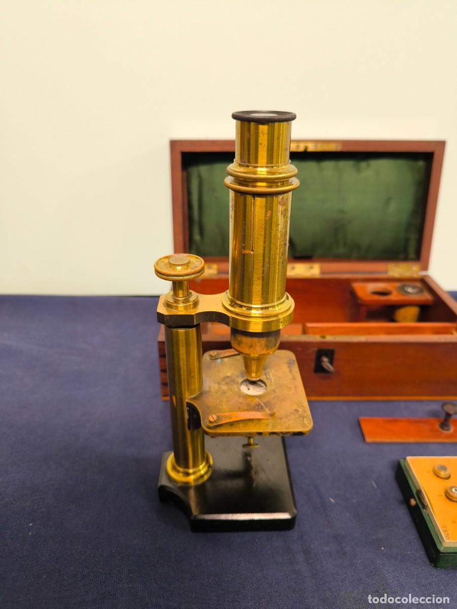Antig&uuml;edades: MICROSCOPIO MONOCULAR ANTIGUO EN SU CAJA ORIGINAL - Foto 4