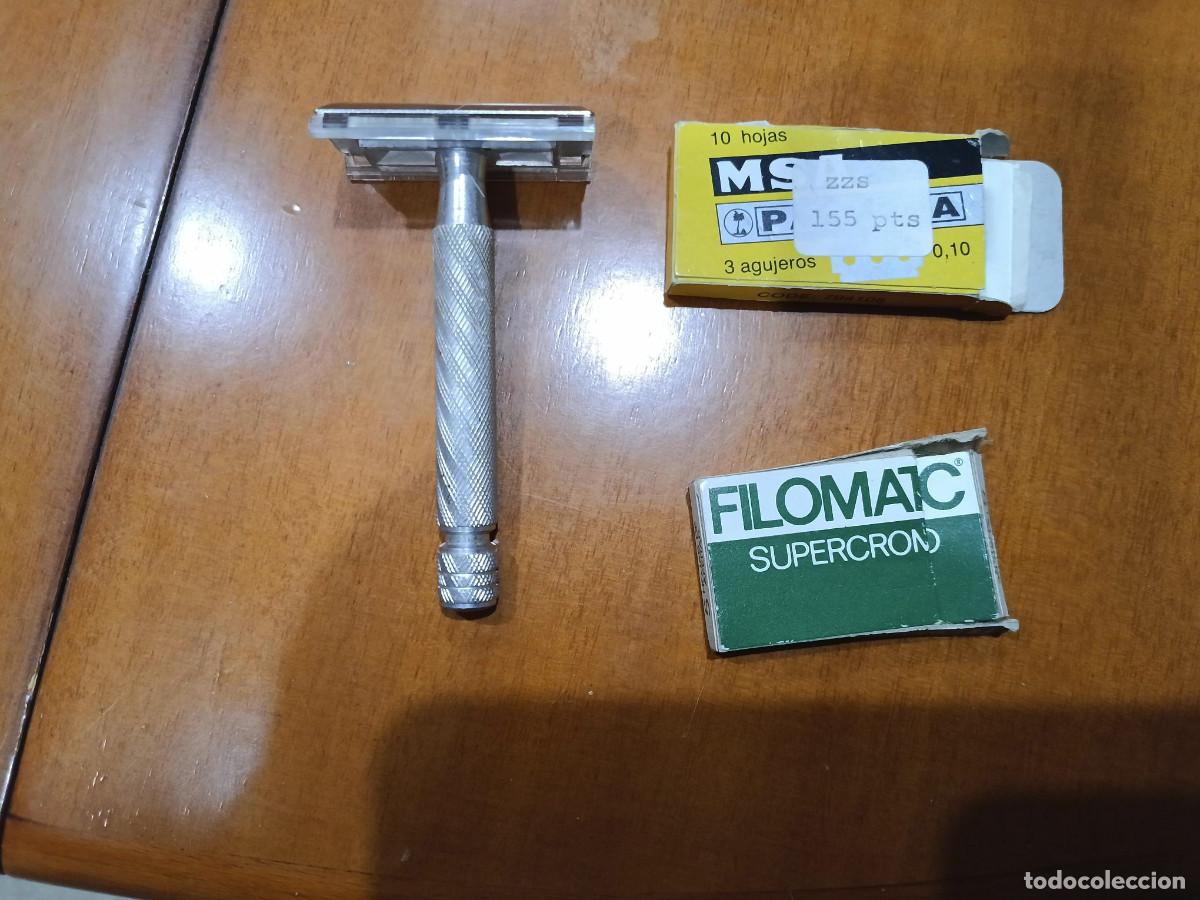Antig&uuml;edades: m&aacute;quinilla afeitar Gillette con hojas - Foto 1