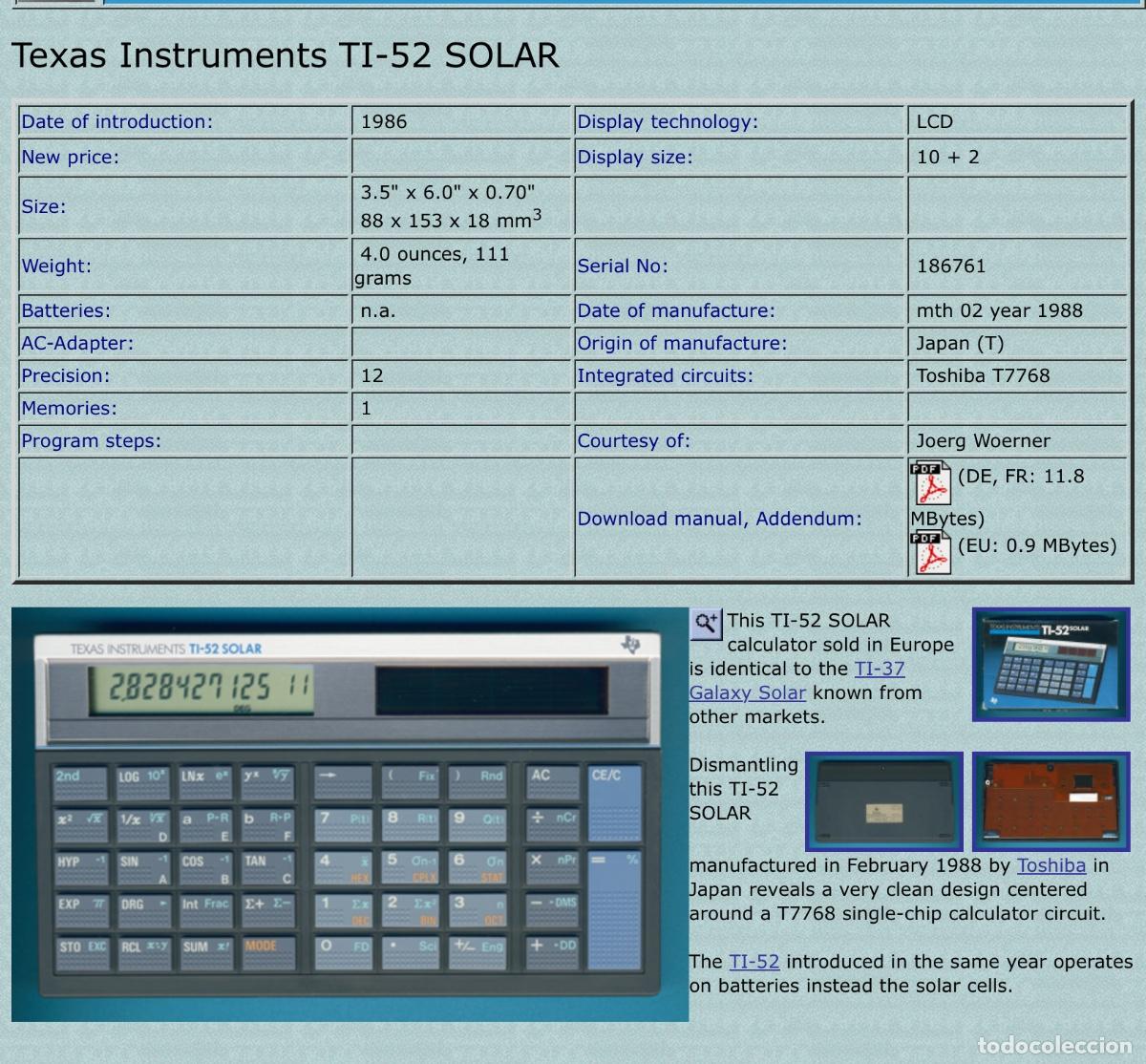 Antig&uuml;edades: CALCULADORA TEXAS TI 52 SOLAR - Foto 2