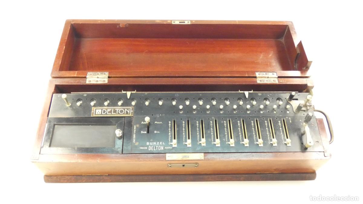 Antig&uuml;edades: ARITMOMETRO BUNZEL DELTON A&Ntilde;O 1909 Calculadora Adding Machine Arithmometer - Foto 1