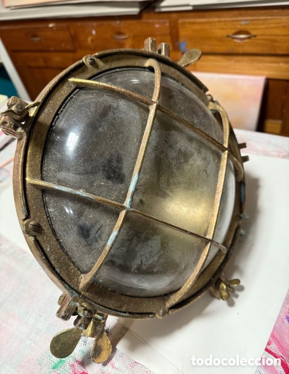 Antig&uuml;edades: Lampar n&aacute;utica de bronce - Foto 1