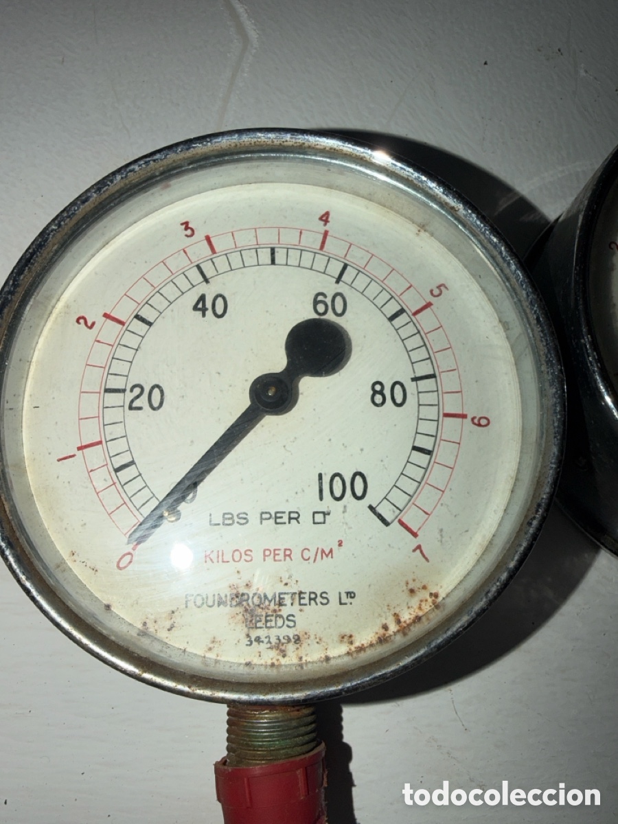 Antig&uuml;edades: 2 Man&oacute;metros Foundrometers Leeds Antiguos - Foto 2