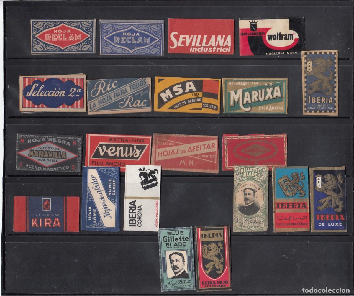 Antig&uuml;edades: LOTE DE 21 FUNDAS DE HOJAS DE AFEITAR DISTINTAS - Foto 1