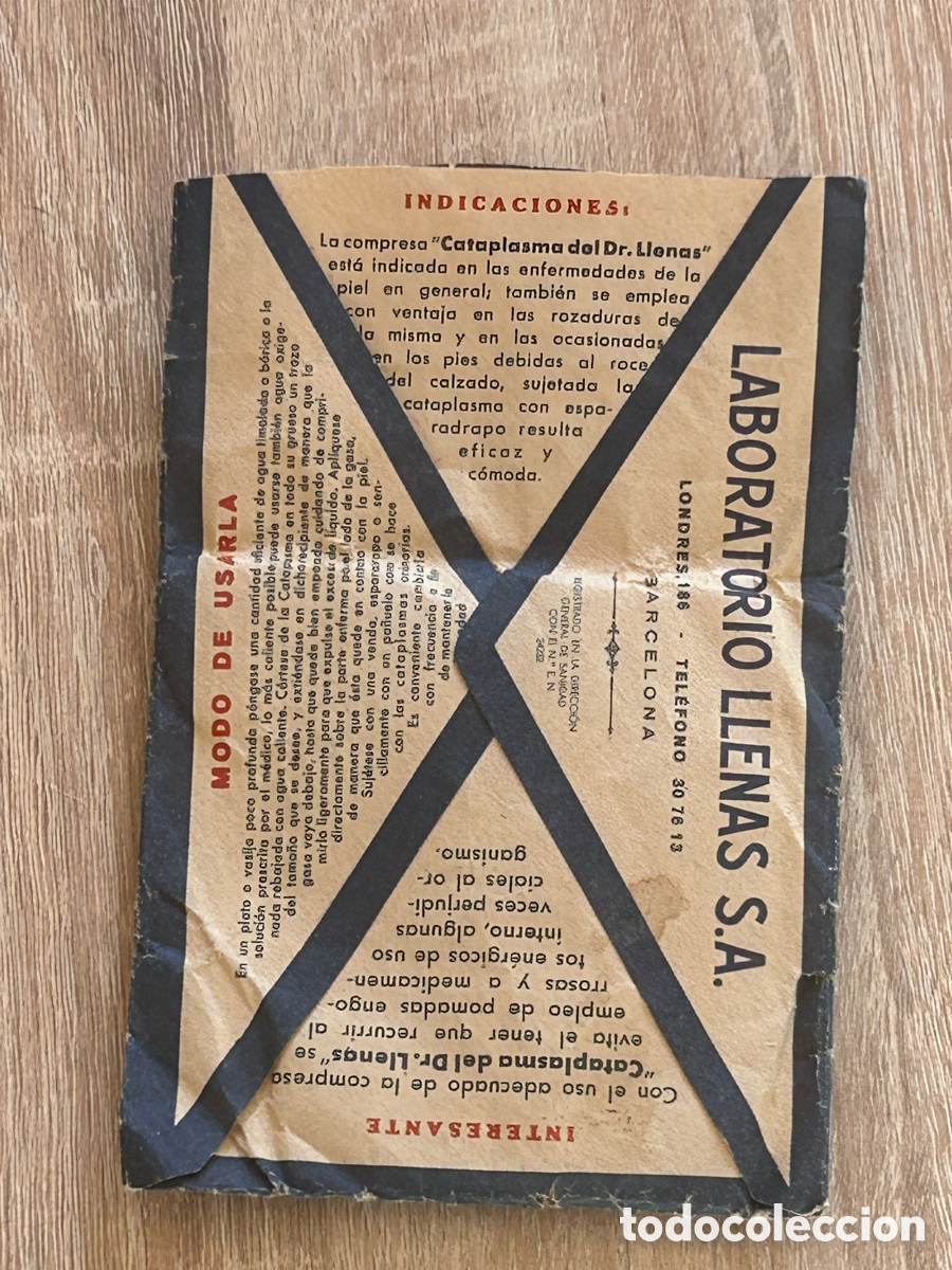 Antig&uuml;edades: Sobre de papel antiguo para la cataplasma - Foto 2