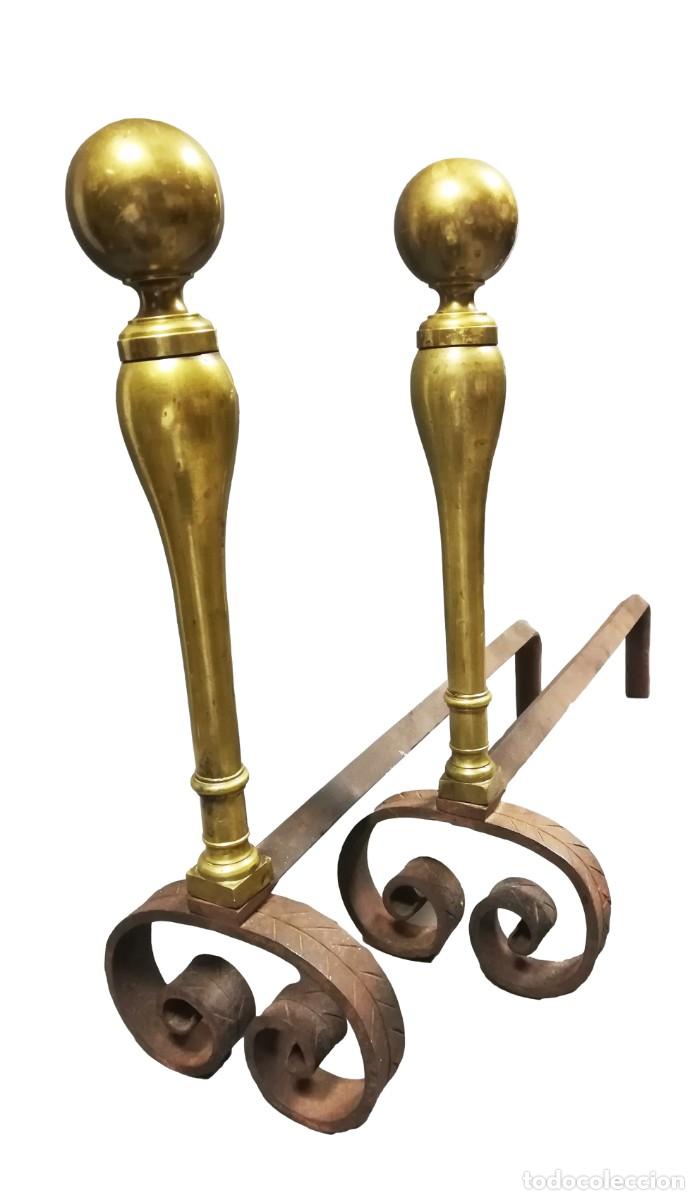 Antig&uuml;edades: MORILLOS DE CHIMENEA DE BRONCE Y HIERRO FORJADO - Foto 9