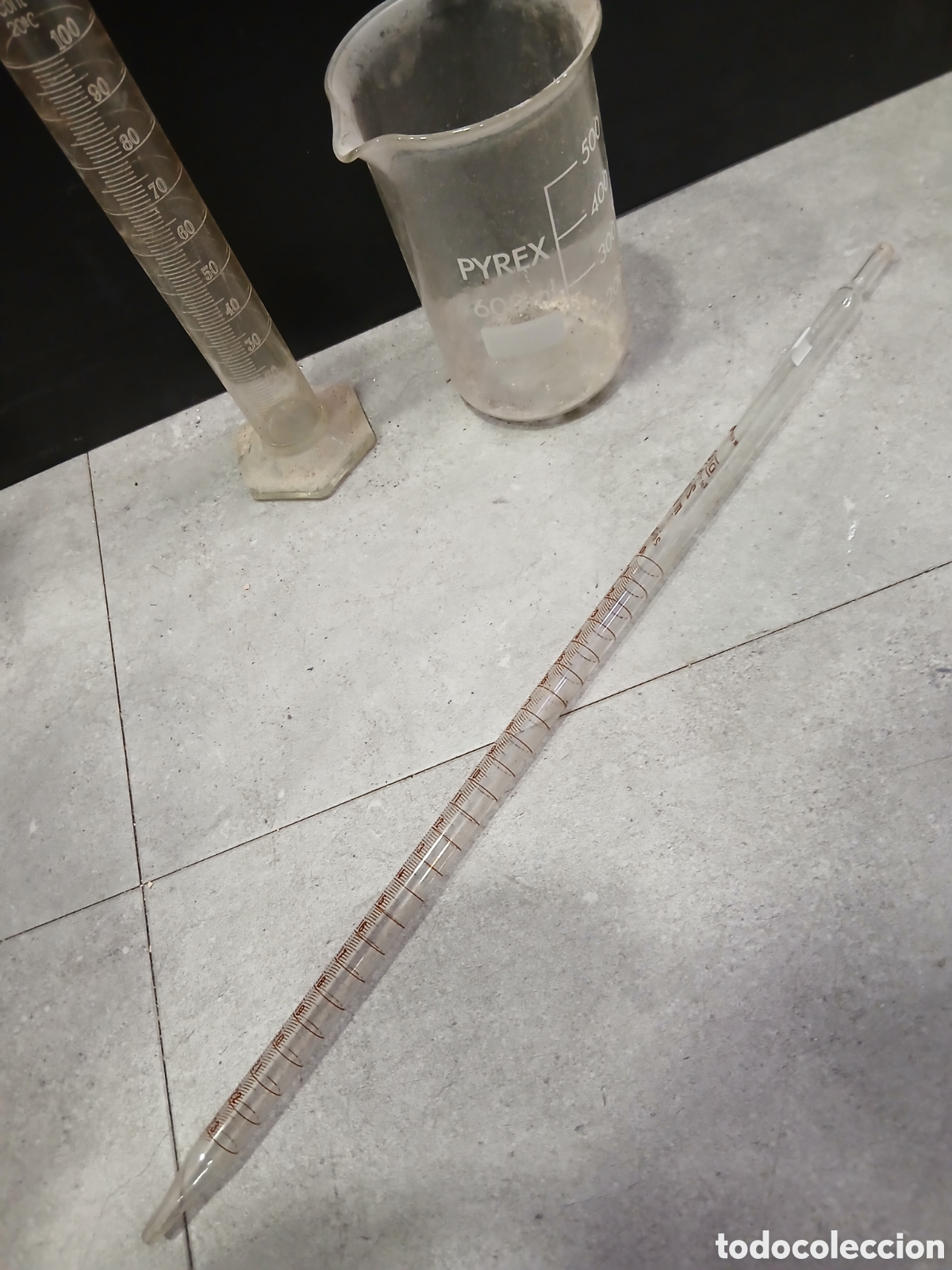 Antig&uuml;edades: Lote de 3 piezas de cristal Pyrex de laboratorio. (L99) - Foto 4