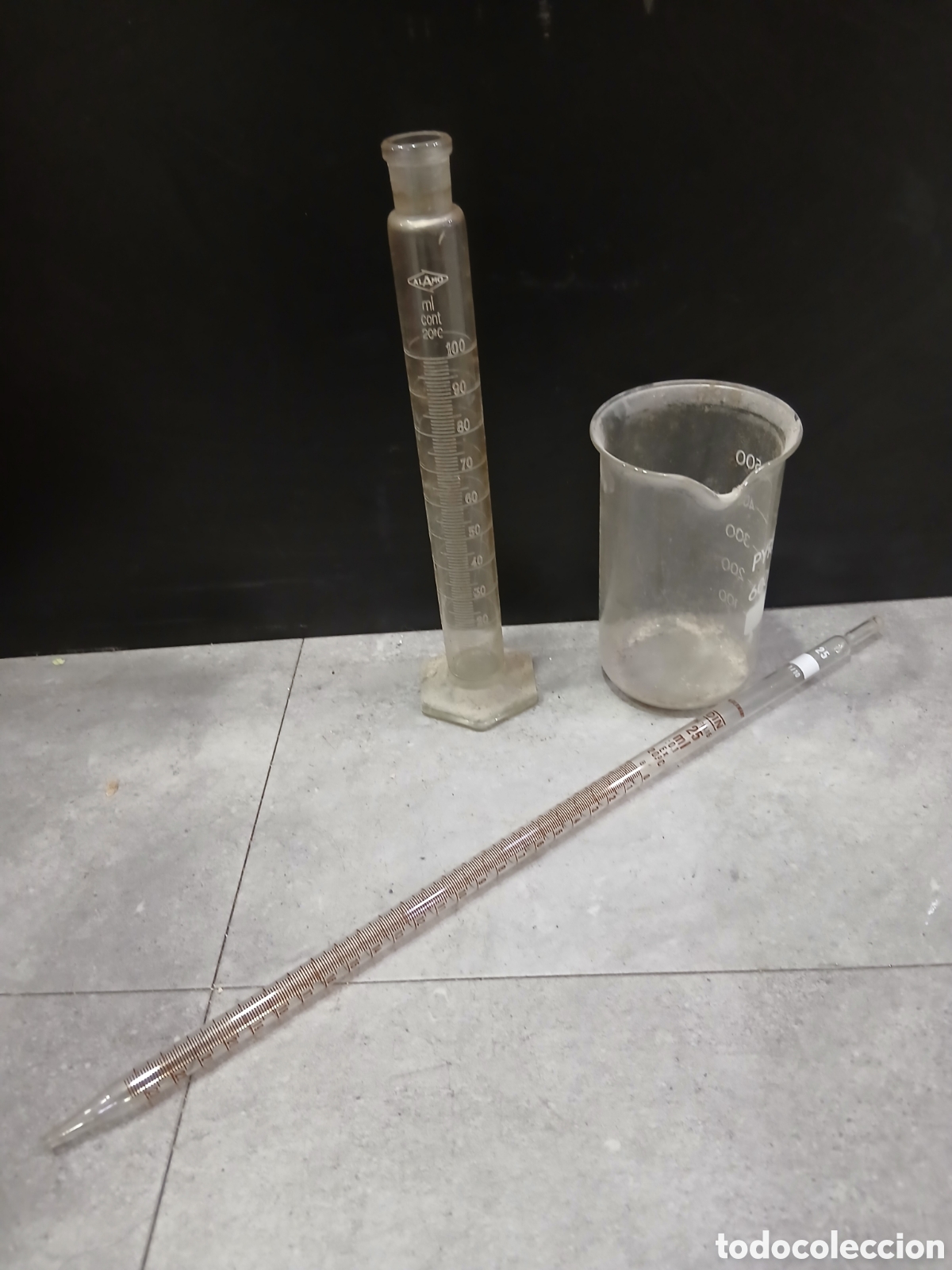 Antig&uuml;edades: Lote de 3 piezas de cristal Pyrex de laboratorio. (L99) - Foto 1