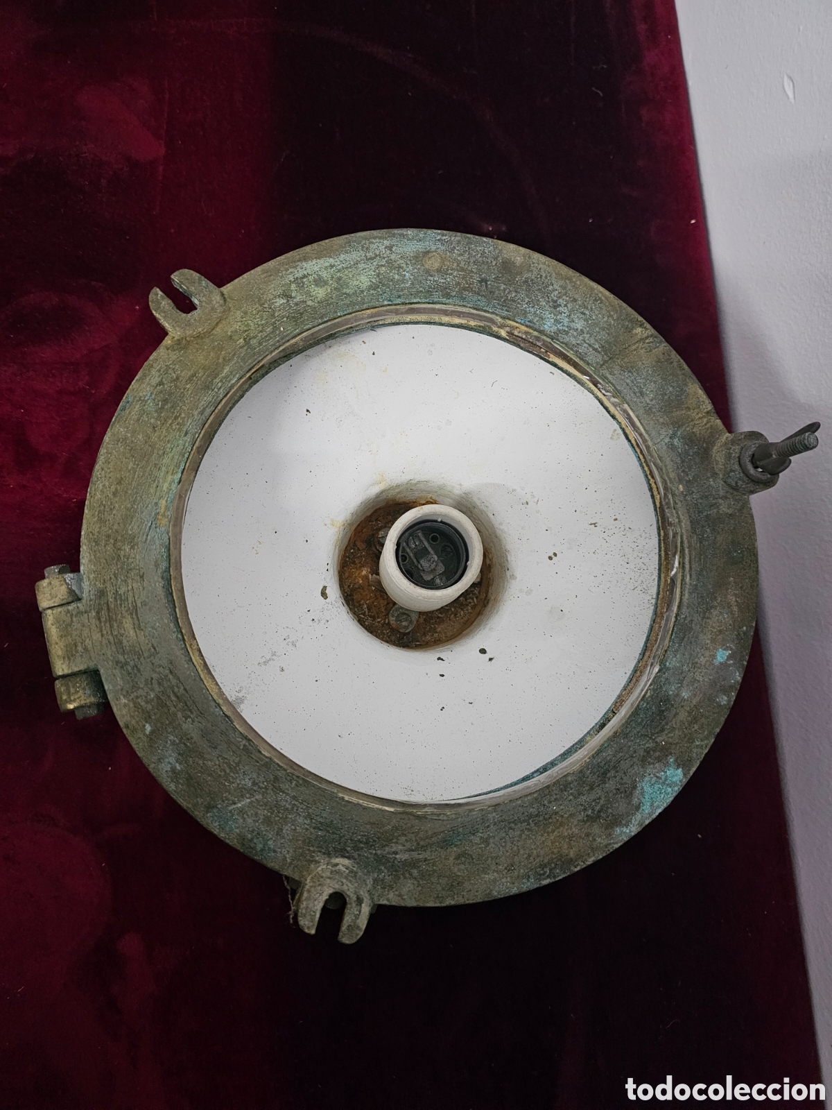 Antig&uuml;edades: L&aacute;mpara de barco de bronce, sin bombeta, - Foto 1