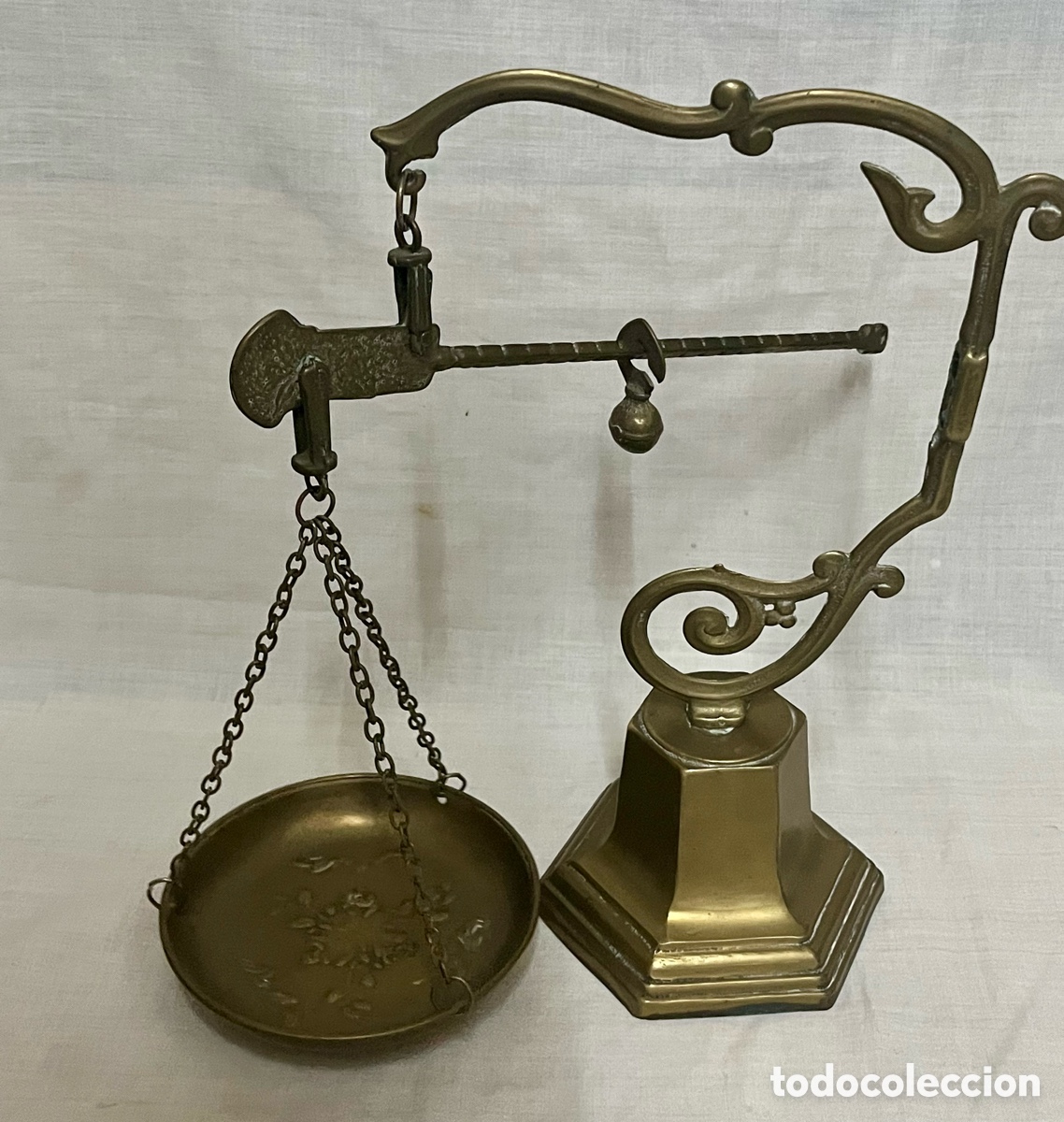 Antig&uuml;edades: BALANZA DE MESA DE BRONCE ANTIGUA ( ROMANA) - Foto 2