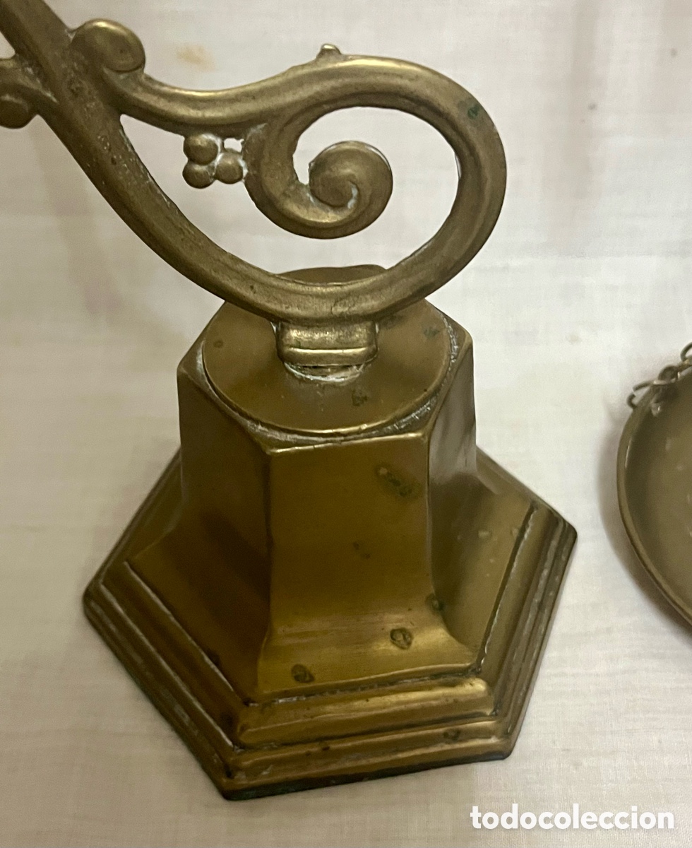Antig&uuml;edades: BALANZA DE MESA DE BRONCE ANTIGUA ( ROMANA) - Foto 4