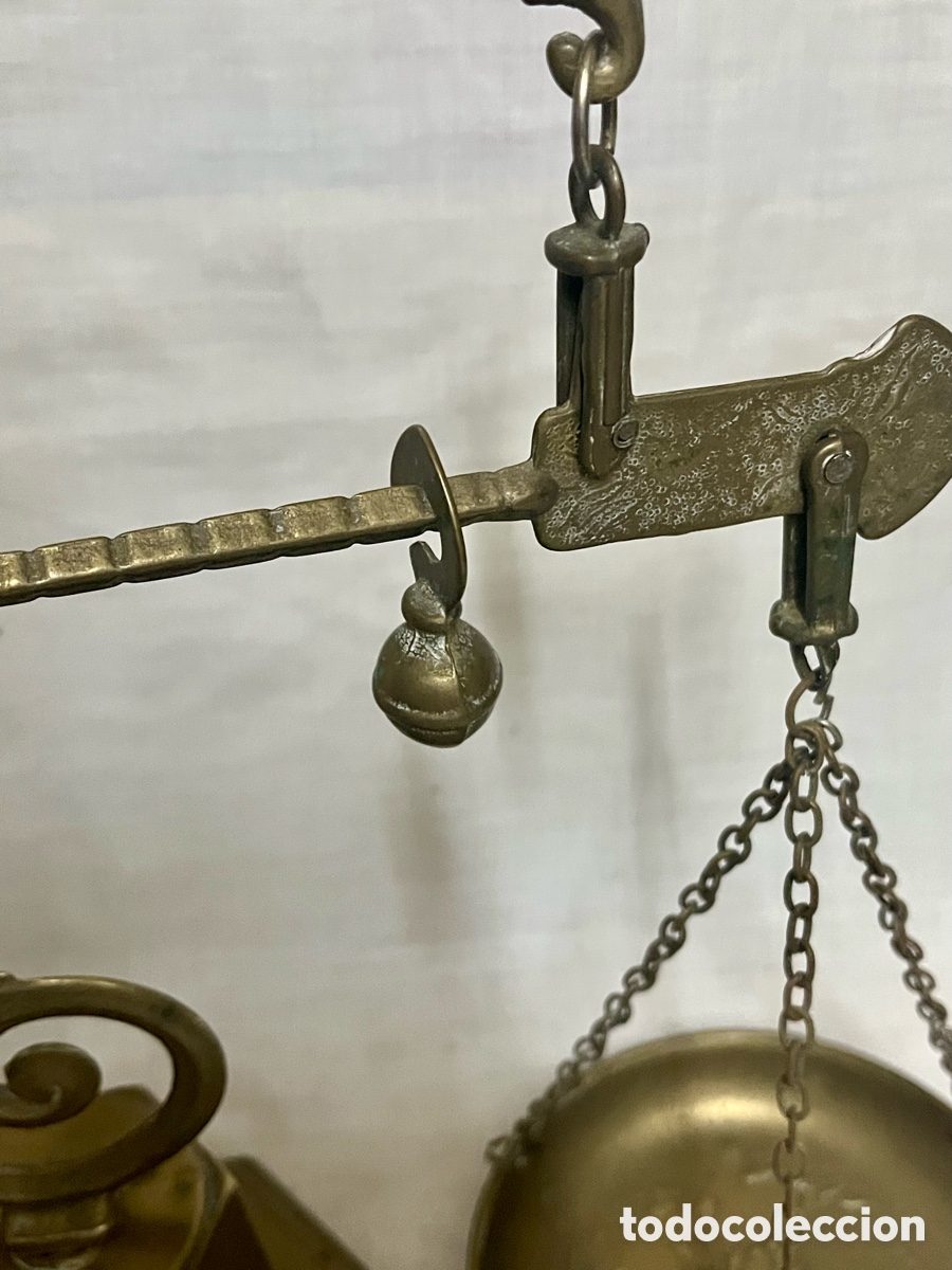 Antig&uuml;edades: BALANZA DE MESA DE BRONCE ANTIGUA ( ROMANA) - Foto 6
