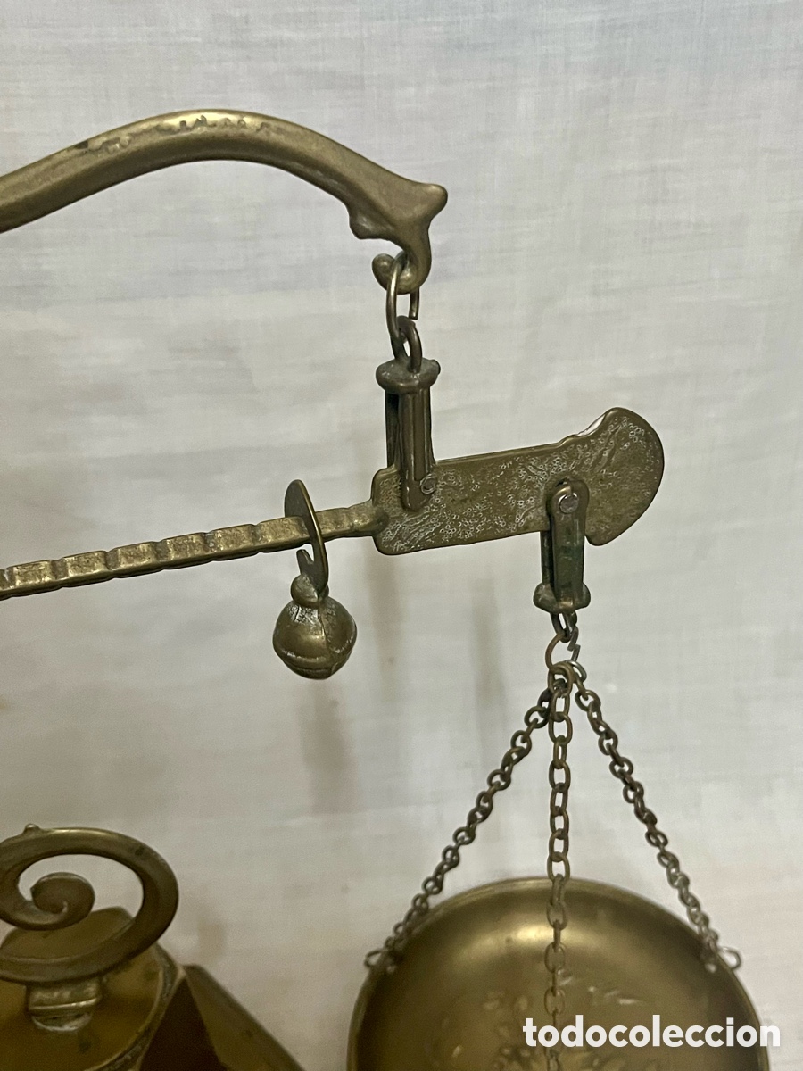 Antig&uuml;edades: BALANZA DE MESA DE BRONCE ANTIGUA ( ROMANA) - Foto 7