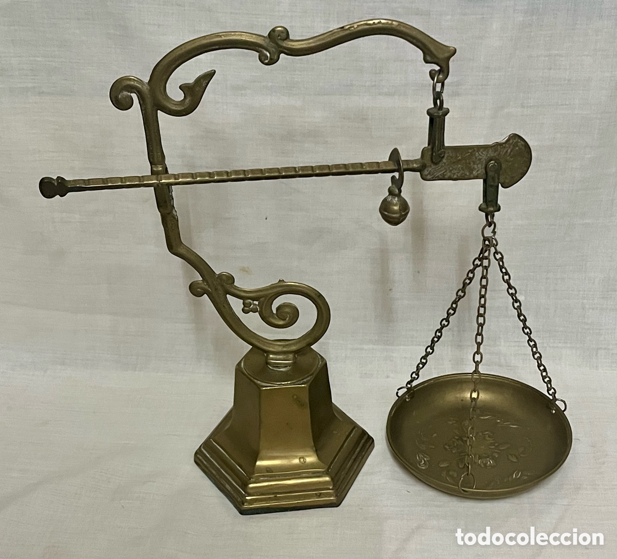 Antig&uuml;edades: BALANZA DE MESA DE BRONCE ANTIGUA ( ROMANA) - Foto 11