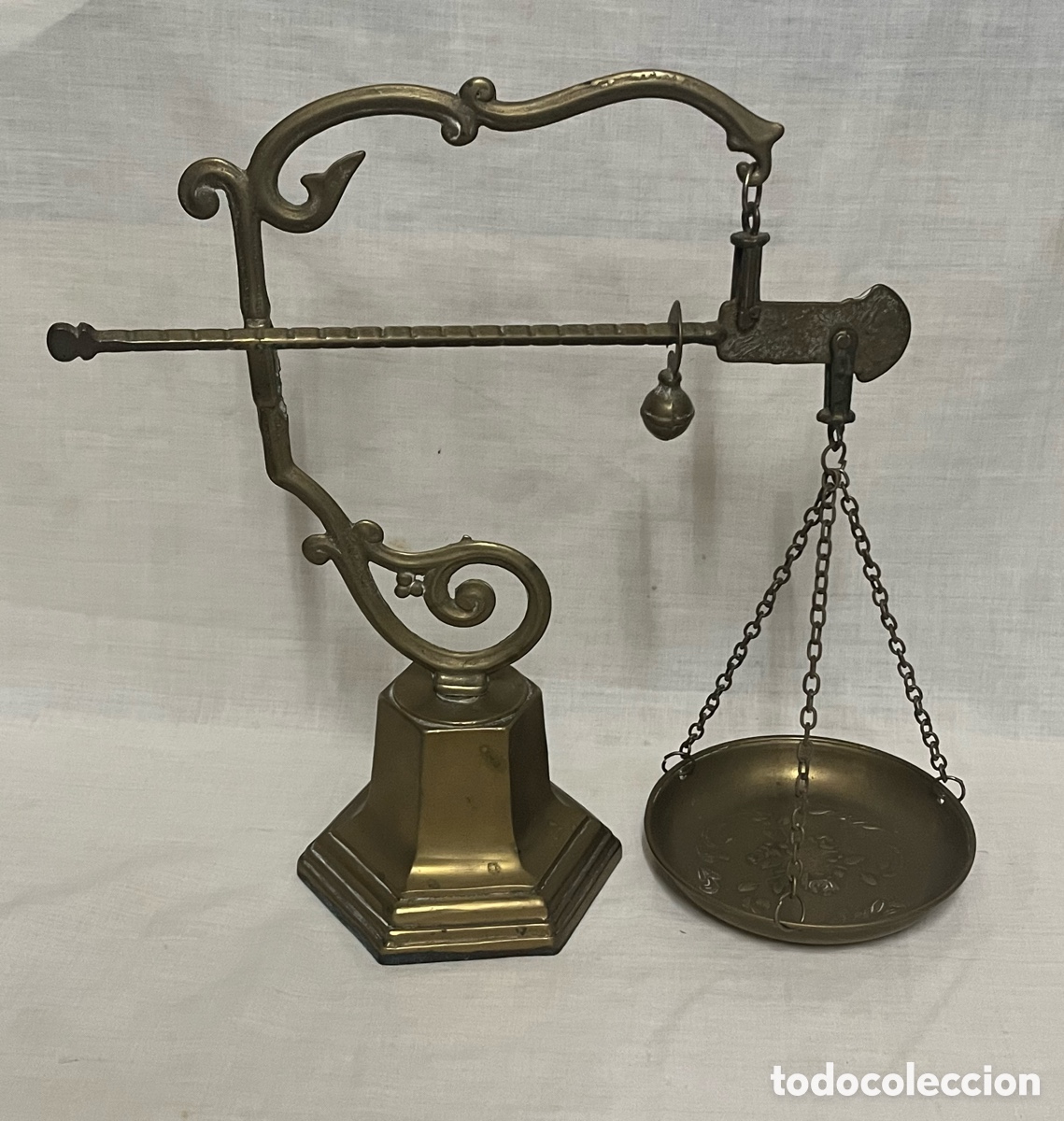 Antig&uuml;edades: BALANZA DE MESA DE BRONCE ANTIGUA ( ROMANA) - Foto 1
