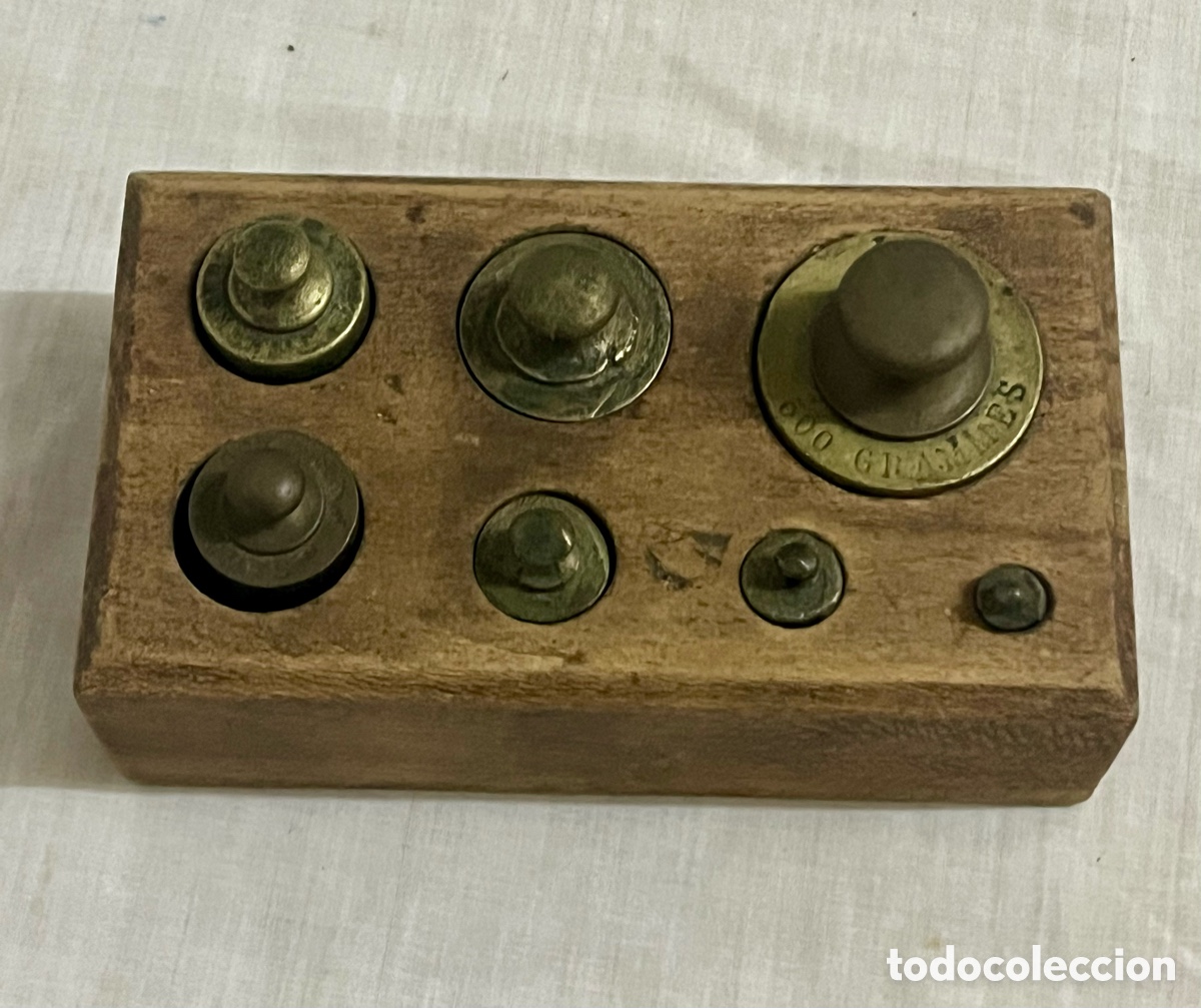 Antig&uuml;edades: JUEGO DE PESAS DE BRONCE ANTIGUO - Foto 2