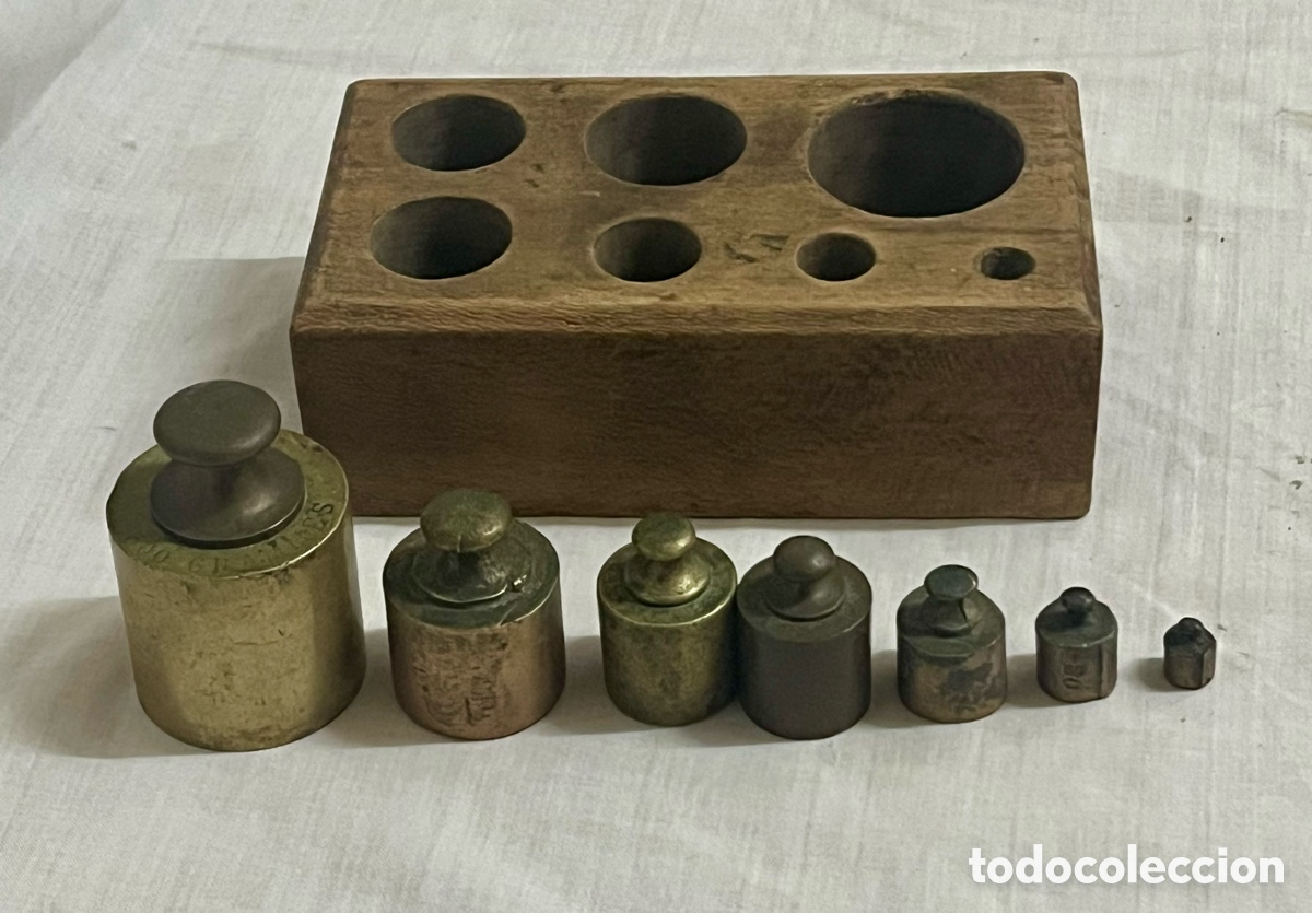Antig&uuml;edades: JUEGO DE PESAS DE BRONCE ANTIGUO - Foto 3