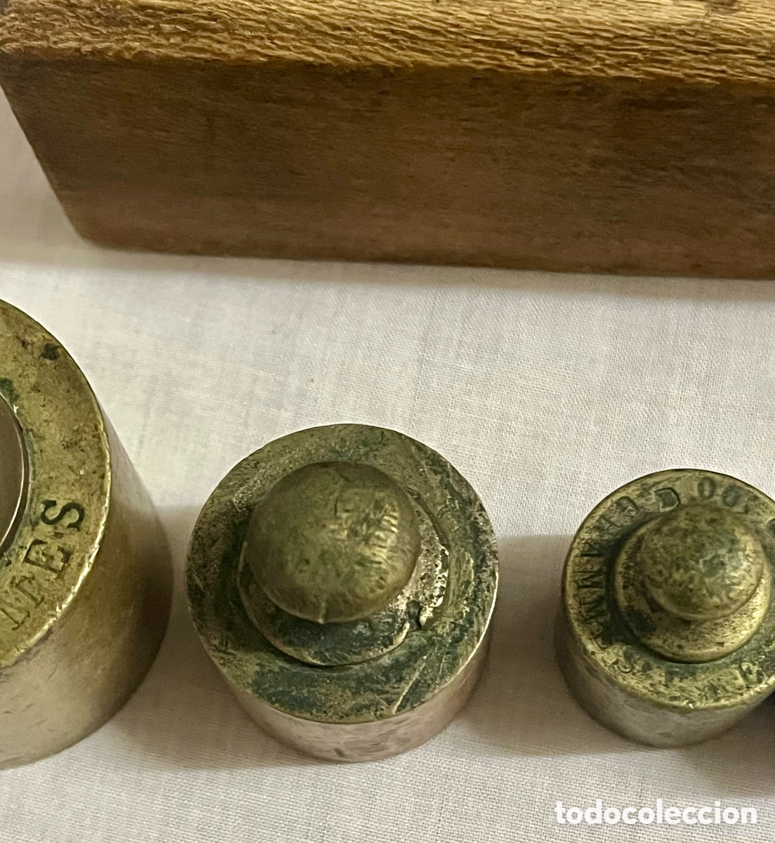 Antig&uuml;edades: JUEGO DE PESAS DE BRONCE ANTIGUO - Foto 5