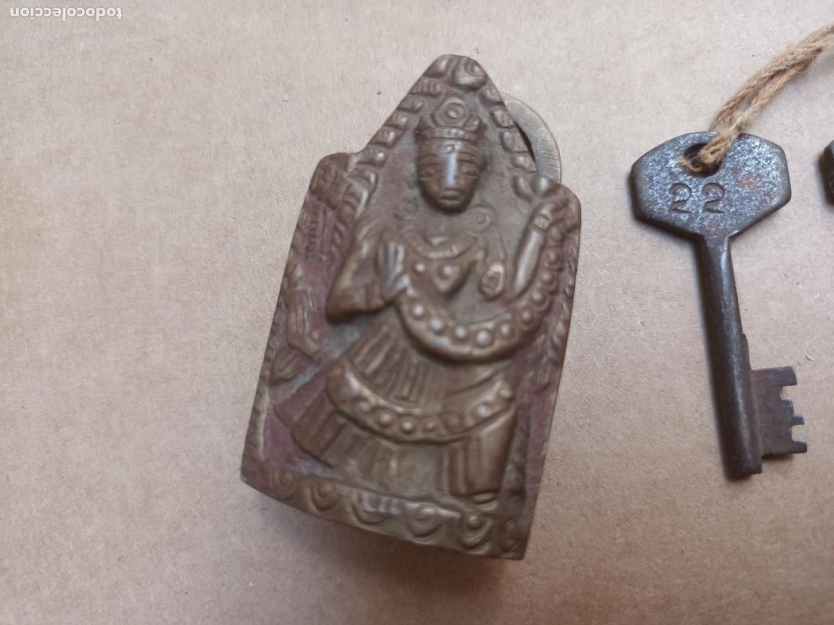 Antig&uuml;edades: CANDADO BRONCE DE LA INDIA. 22. DIOSA. - Foto 5