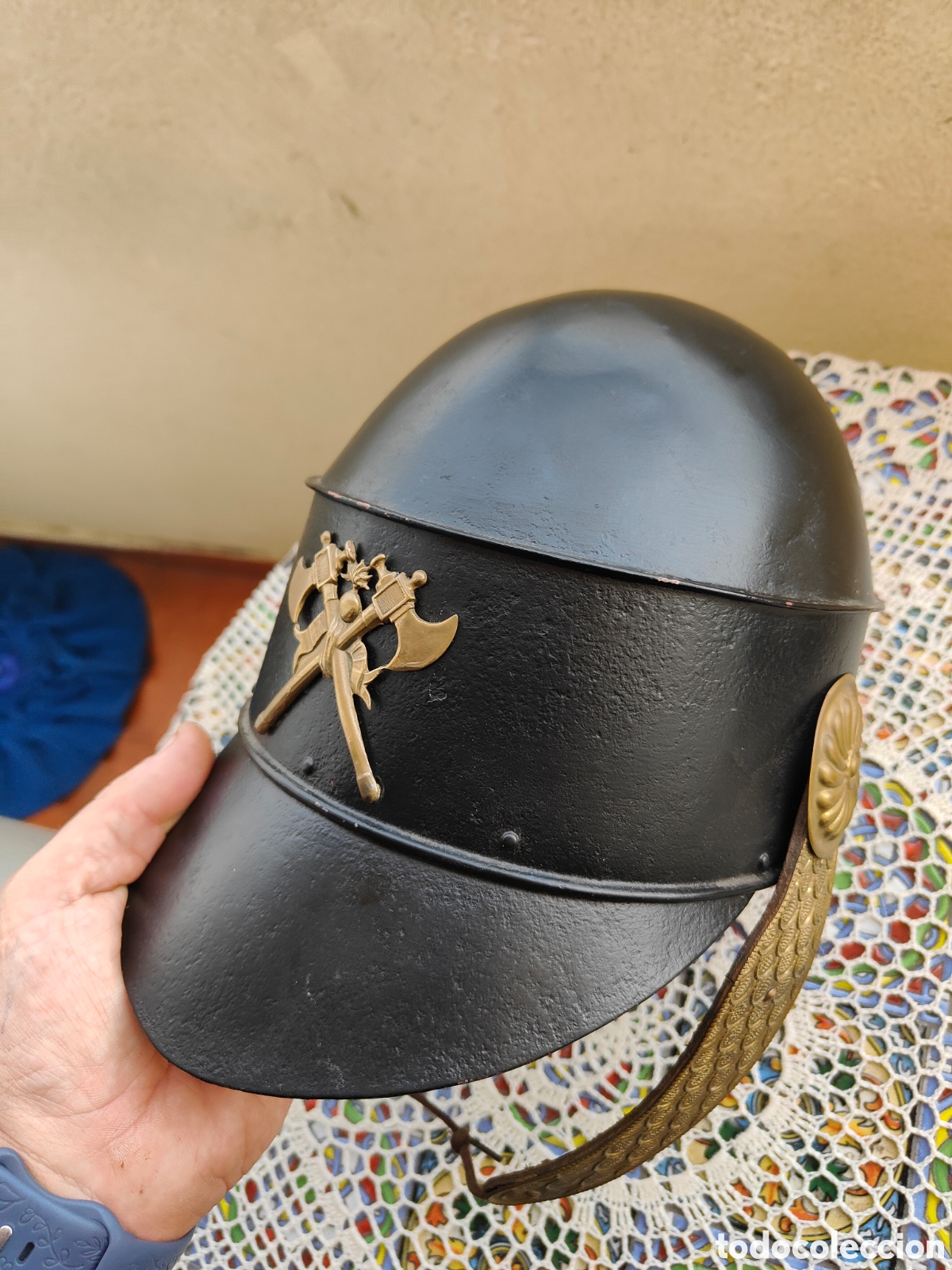 Antig&uuml;edades: ANTIGUO CASCO BOMBERO ALREDEDOR DE 1840 - Foto 5