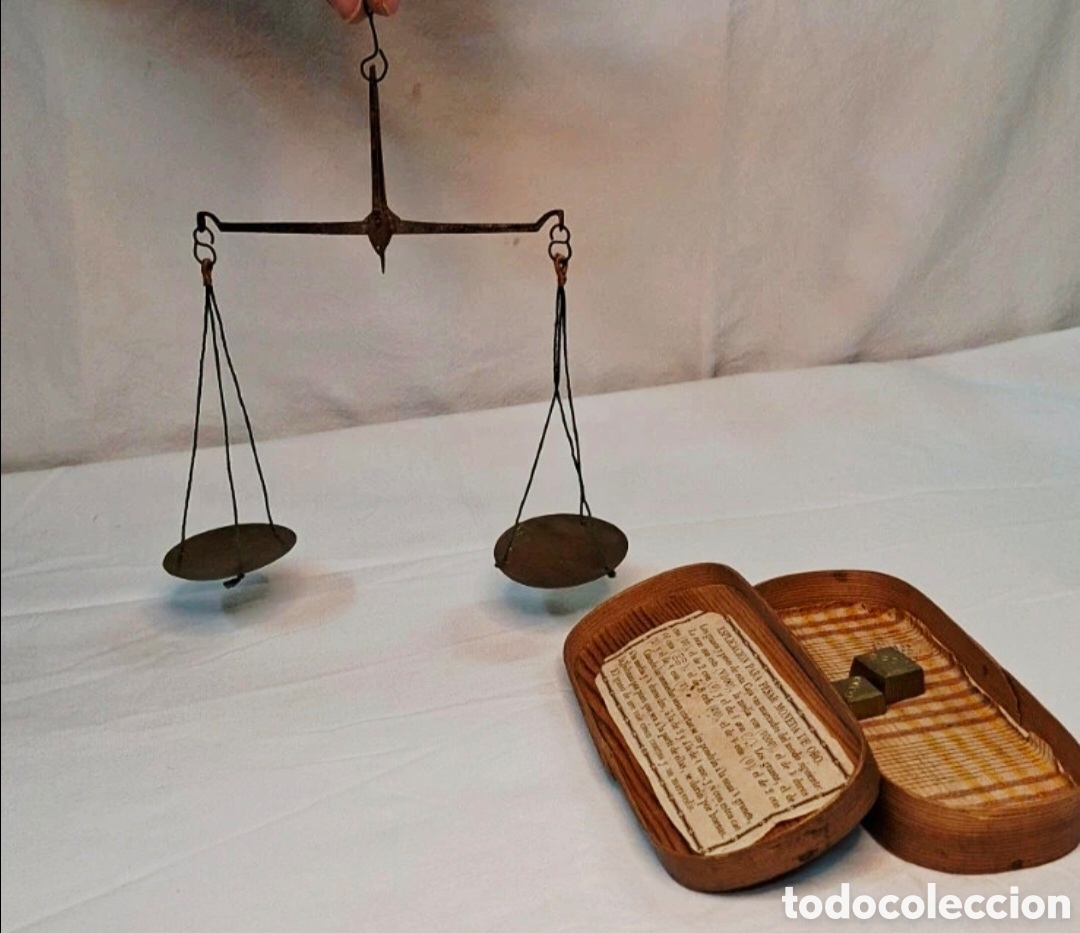 Antig&uuml;edades: Balanza de hierro y lat&oacute;n para pesar oro - Foto 7