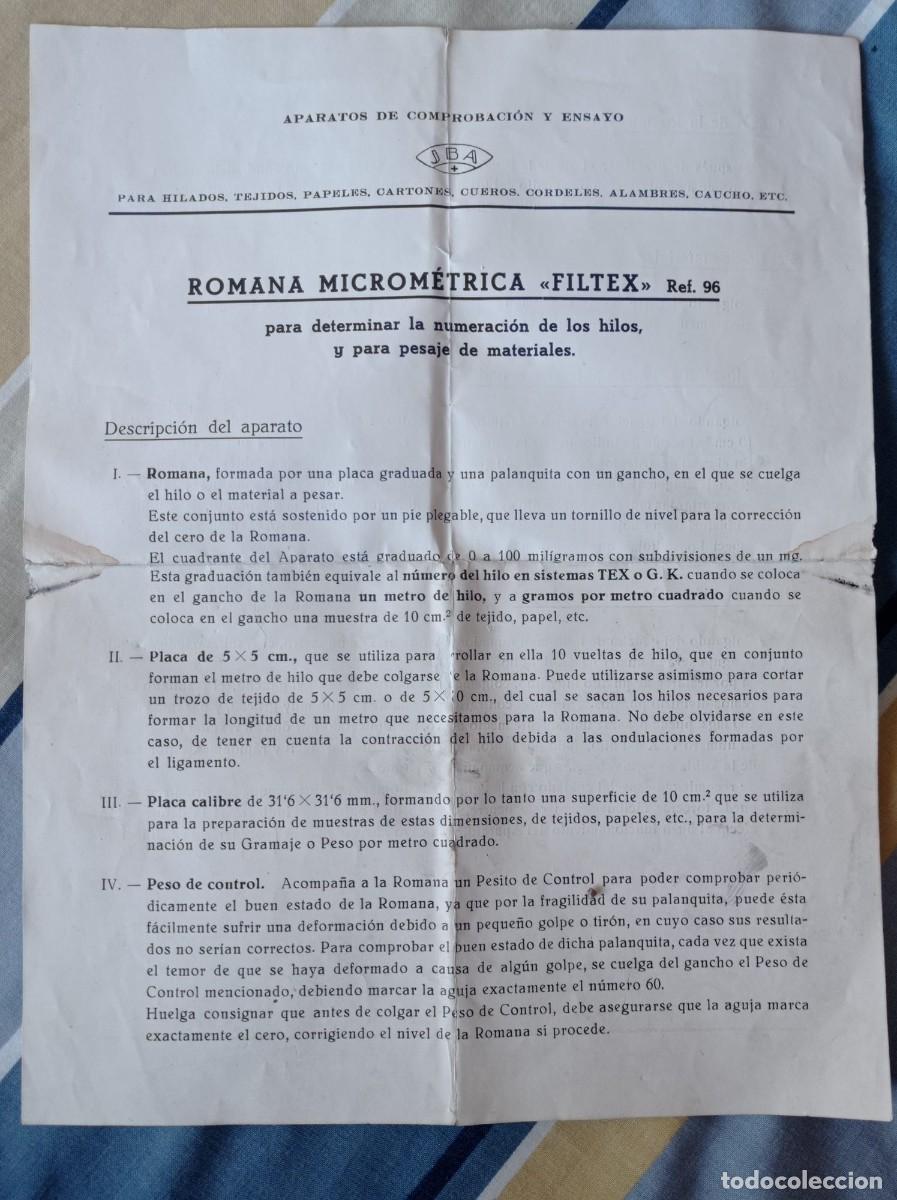 Antig&uuml;edades: BALANZA ROMANA MICROM&Eacute;TRICA FILTEX ref 96 J.B.A - Foto 11