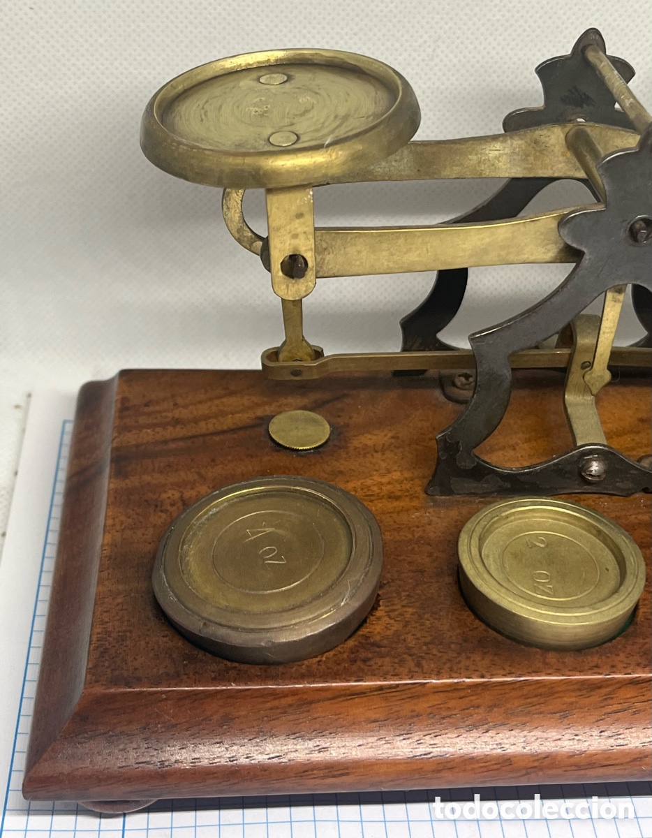 Antig&uuml;edades: ANTIGUA BALANZA DE PRECISI&Oacute;N POSTAL, INGLESA COMPLETA - Foto 4