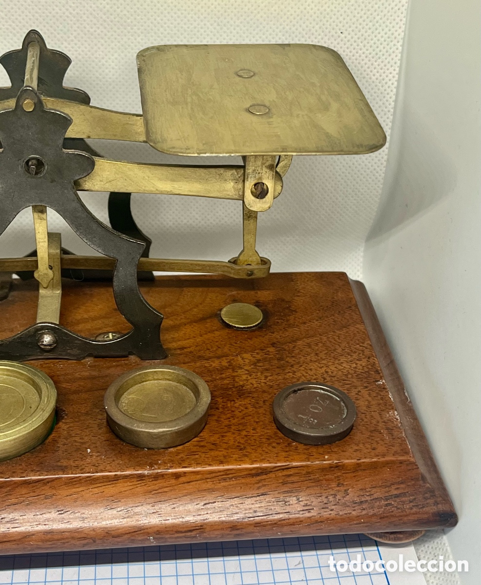 Antig&uuml;edades: ANTIGUA BALANZA DE PRECISI&Oacute;N POSTAL, INGLESA COMPLETA - Foto 6