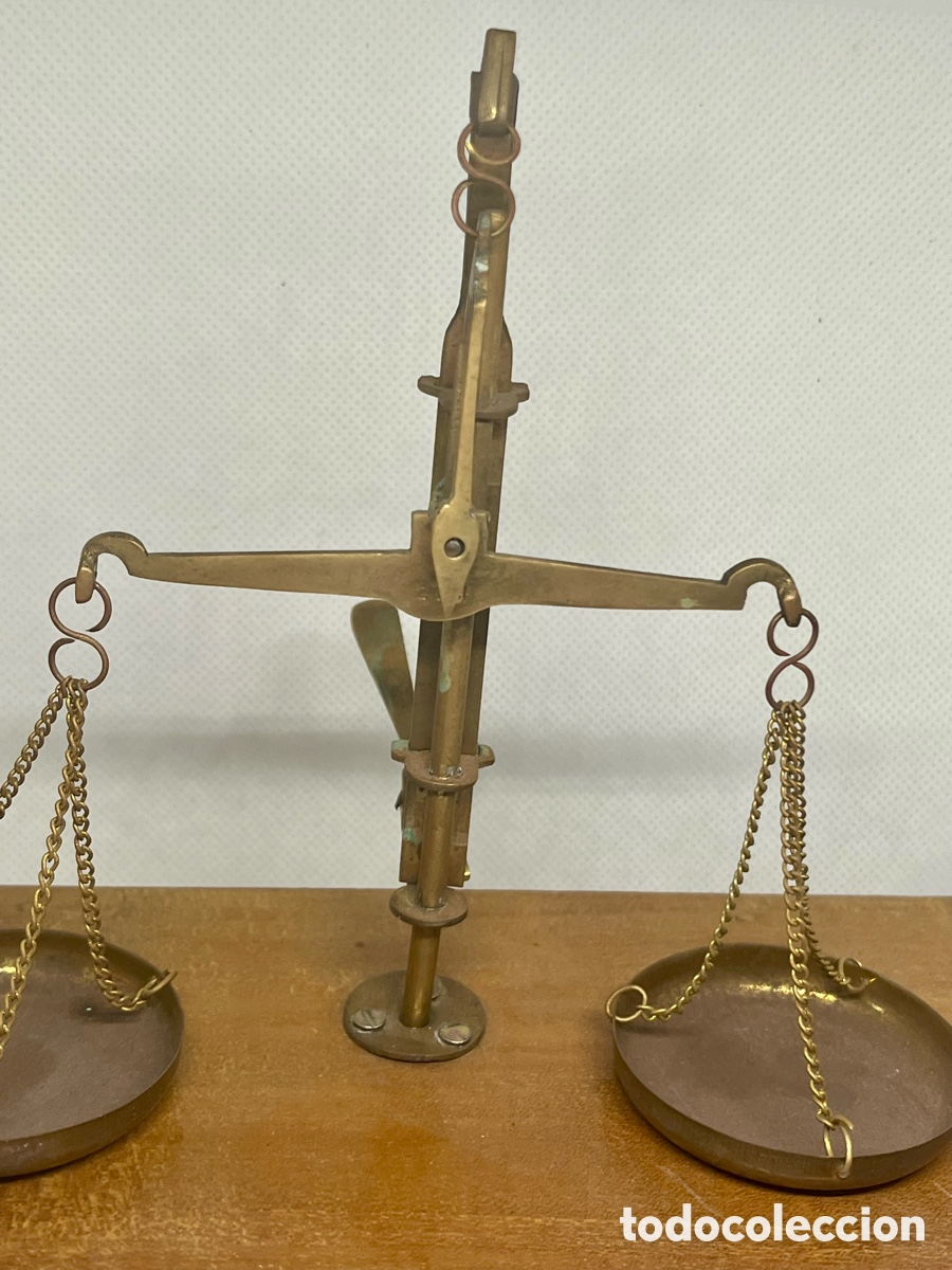 Antig&uuml;edades: ANTIGUA BALANZA DE PRECISI&Oacute;N DE BRONCE , COMPLETA - Foto 7